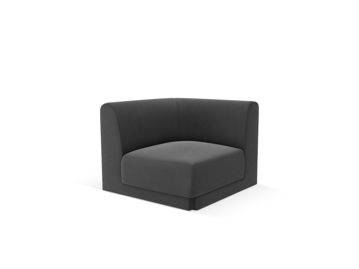 Miley Velour Modul Corner 1 Sitzer in Grey-Bluvel präsentiert im Onlineshop von KAQTU Design AG. Modulares Sofa ist von Micadoni