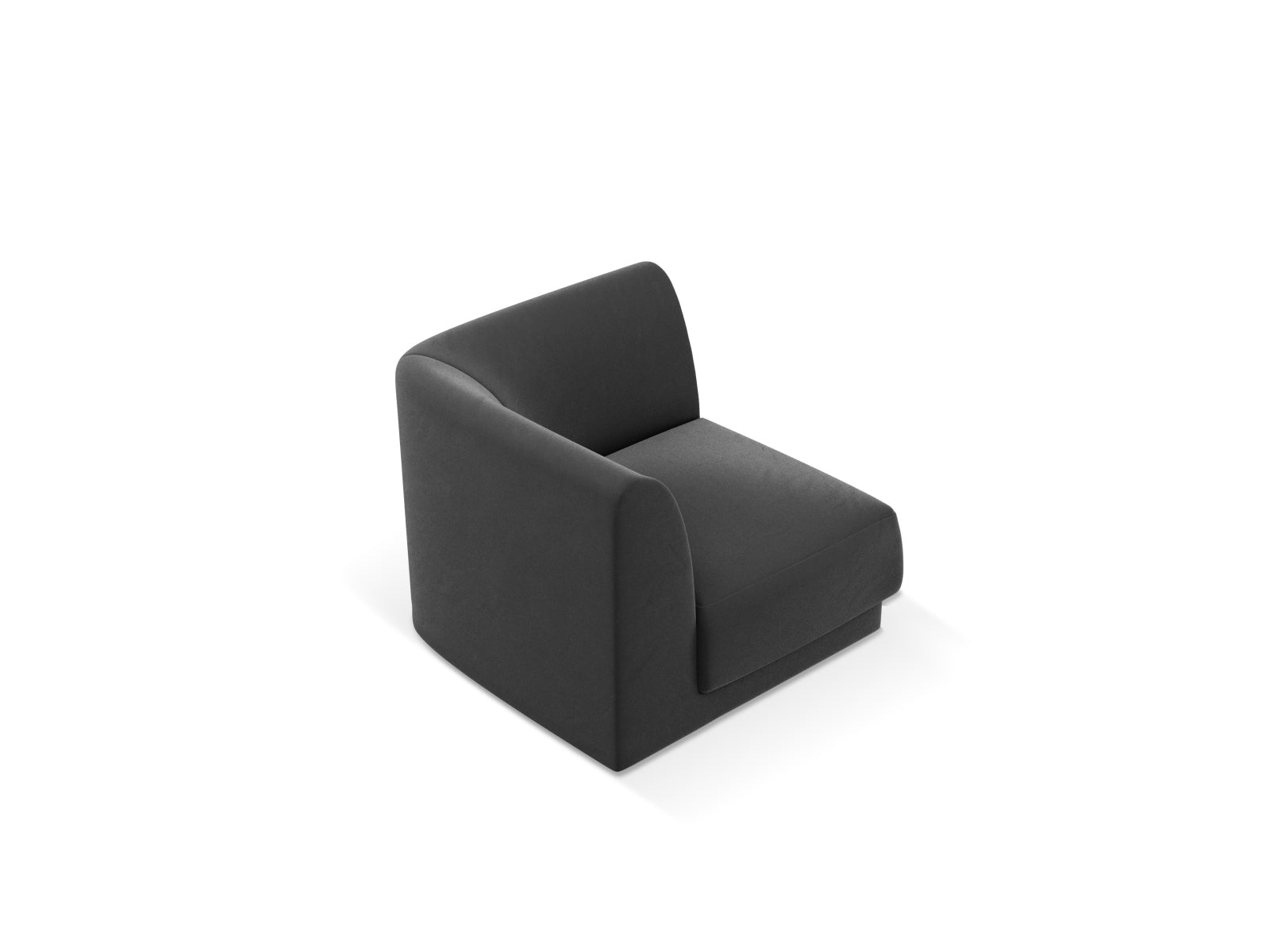 Stylischer Miley Velour Modul Corner 1 Sitzer in Grau-Blau, perfekt für moderne Wohnkonzepte. Hochwertige Verarbeitung von Micadoni.