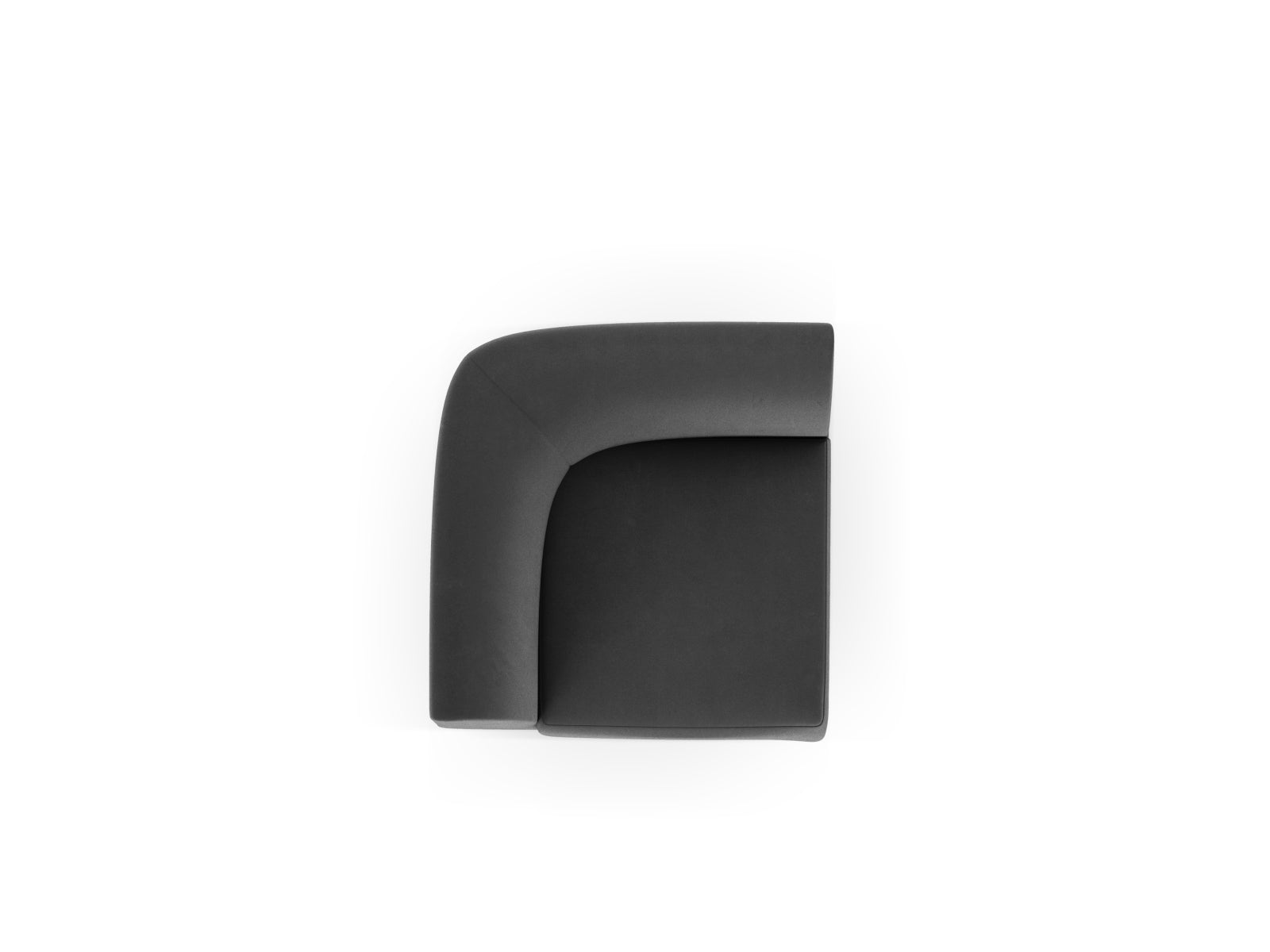 Eleganter Miley Velour Modul Corner 1 Sitzer in trendigem Grau-Blau, ideal für stilvolle Wohnräume und gemütliche Entspannung.