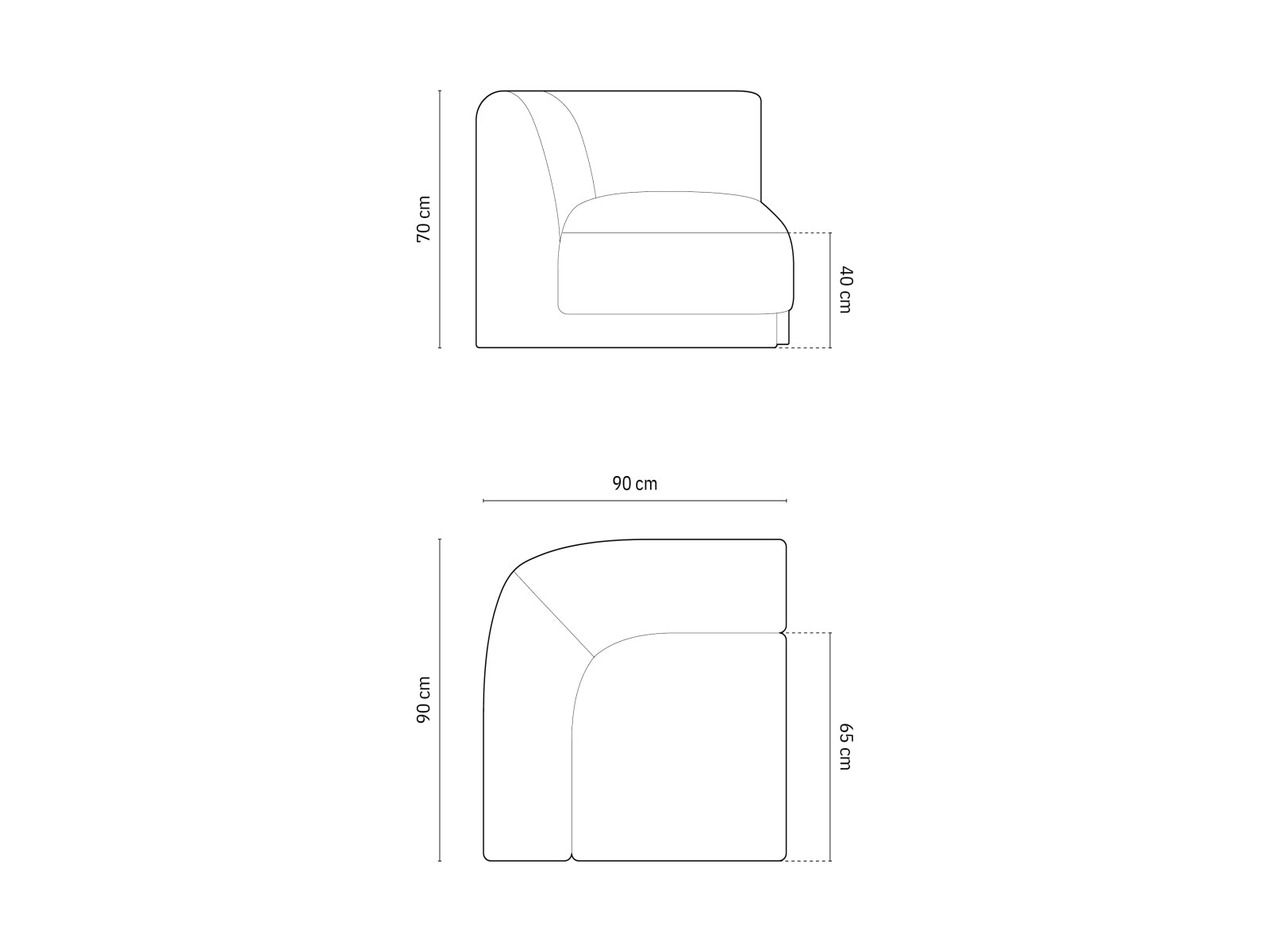 Miley Velour Modul Corner 1 Sitzer in stilvollem Gelb-Blau, ideal für moderne Wohnräume, erhältlich bei KAQTU Design AG.
