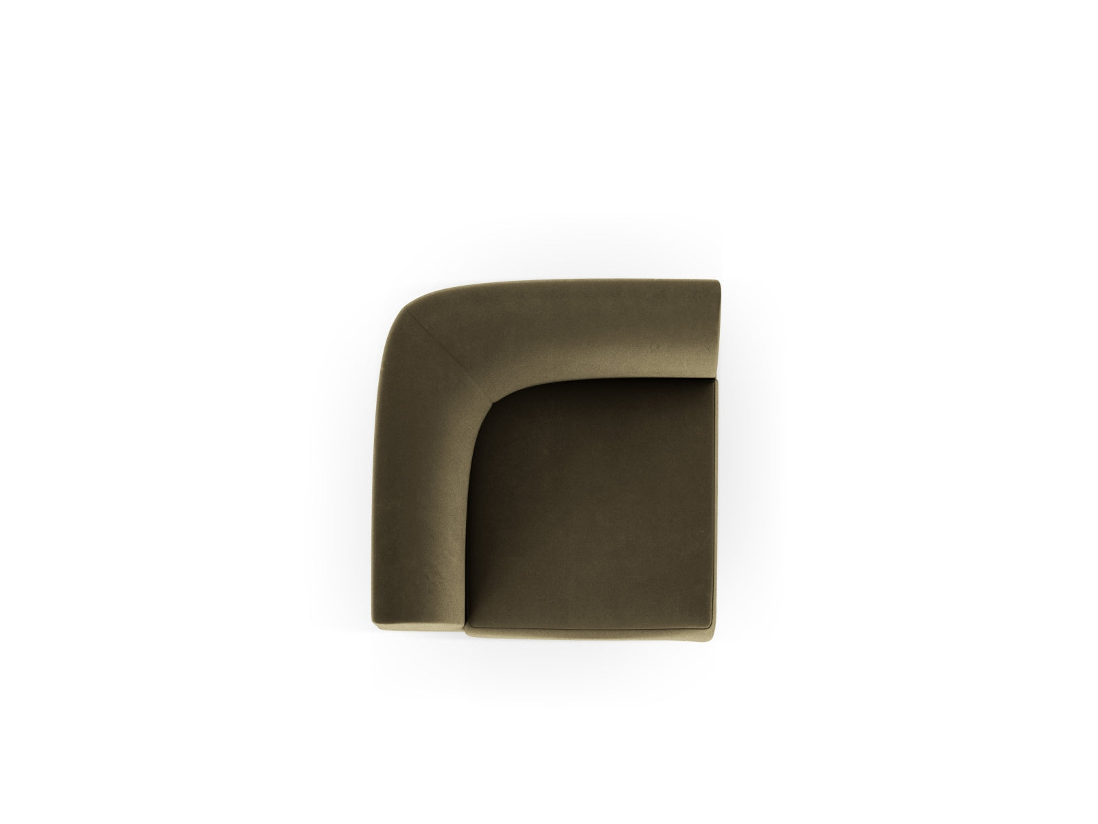 Eleganter Miley Velour Modul Corner 1 Sitzer in Green-Bluvel, ideal für stilvolle Wohnräume und entspannte Sitzgelegenheiten.