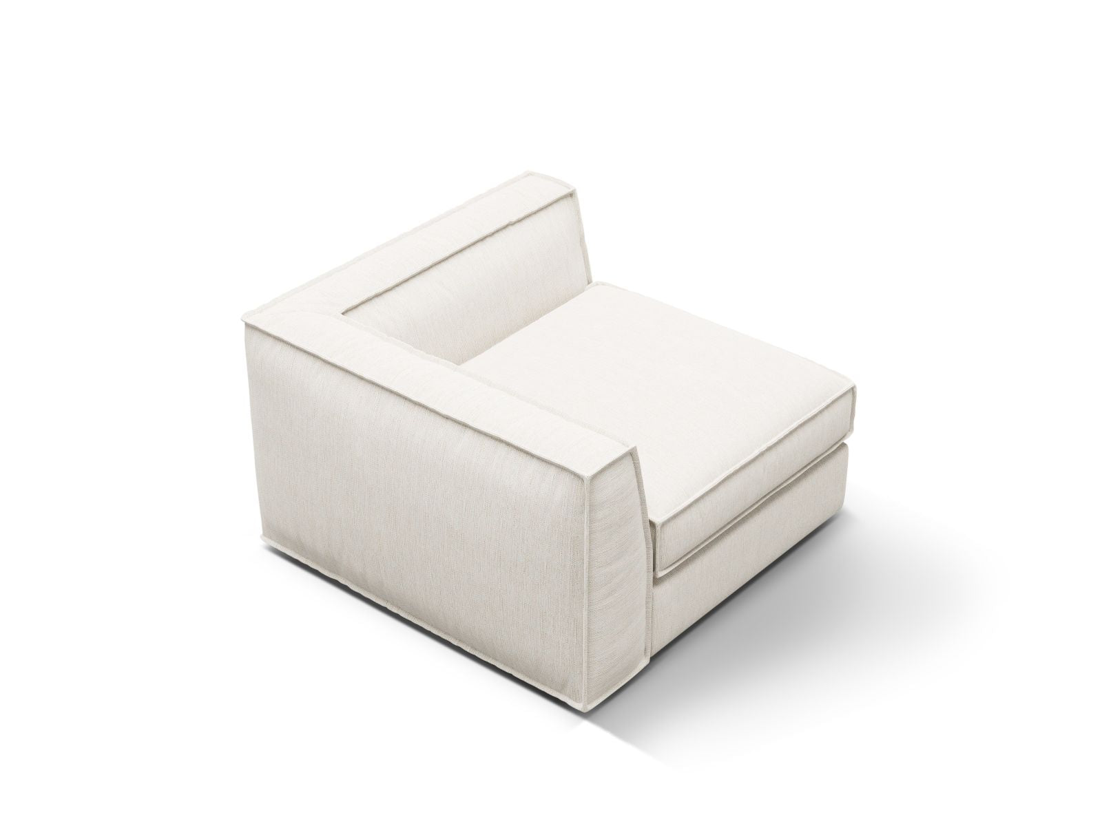 Elegantes 1-Sitzer Eckmodul Pola in klassischem Weiß, ideal für individuelle Sofa-Layouts und geschmackvolle Einrichtungsideen.