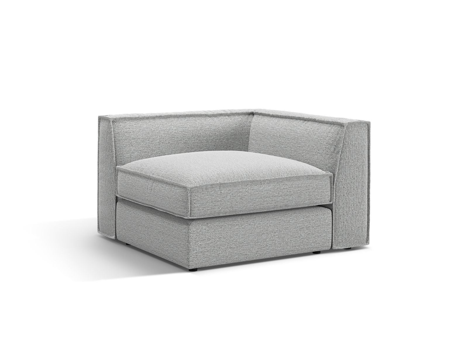 Elegantes 1-Sitzer Eckmodul Pola in hellem Grau, ideal für individuelle Sofa-Kombinationen, erhältlich bei KAQTU Design AG.