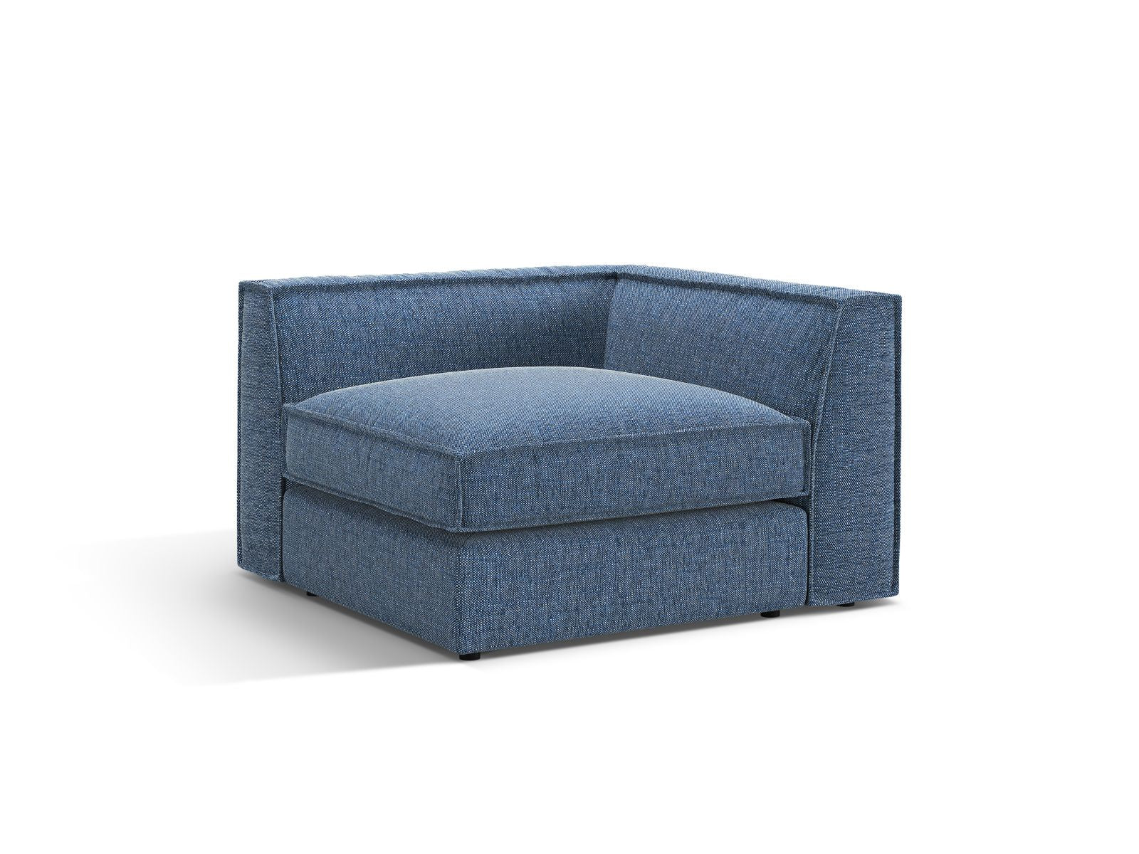 Elegantes 1-Sitzer Eckmodul Pola in Dunkelblau, ideal für individuelle Sofa-Kombinationen, erhältlich bei KAQTU Design AG.