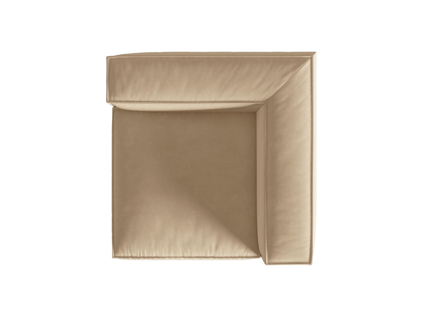 Eleganter Nuria Velour Modul Corner 1 Sitzer in sanftem Nude-Paris, ideal für kreative Raumgestaltungen und gemütliche Entspannungsecken.