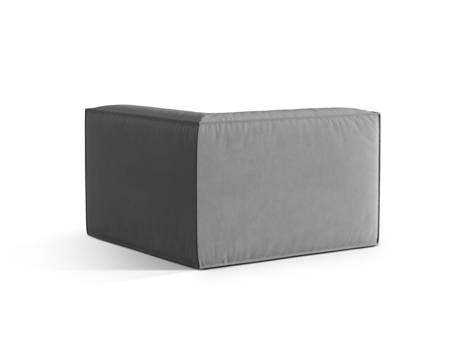 Stylischer Nuria Velour Modul Corner 1 Sitzer in edlem Grau, perfekt für moderne Wohnkonzepte und gemütliche Entspannungsecken.