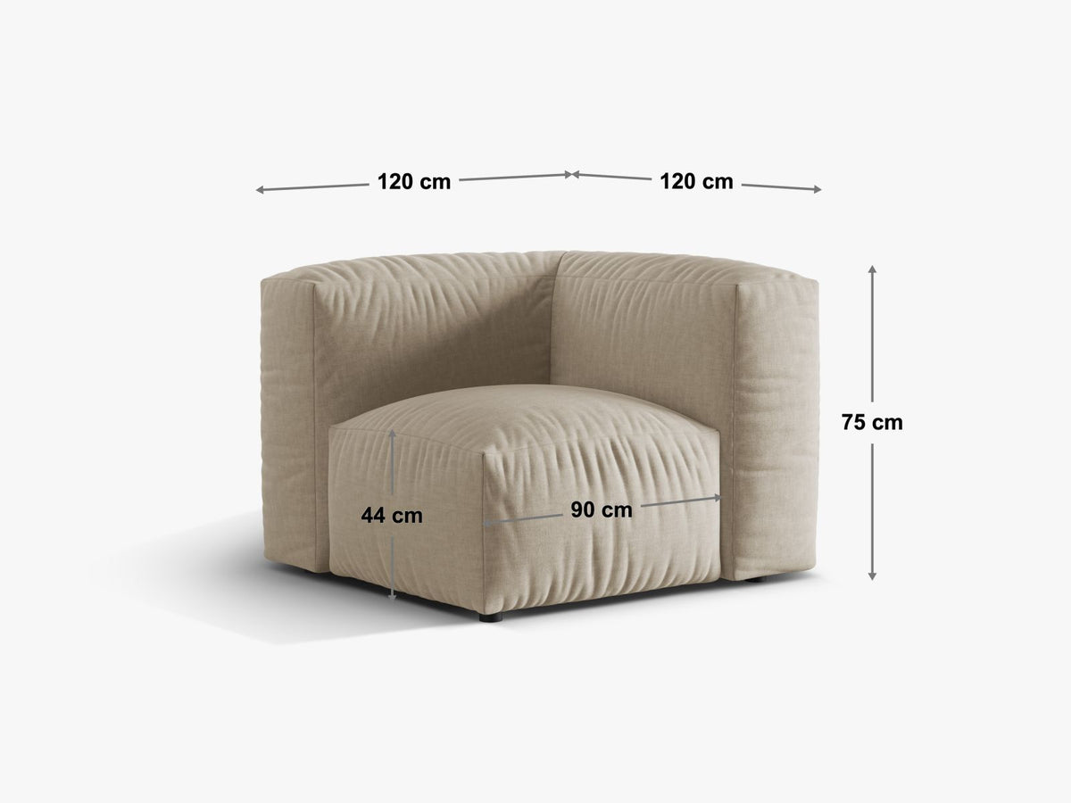 1-Sitzer Eckmodul XL Martina in Blue Jeans-Boston präsentiert im Onlineshop von KAQTU Design AG. Modulares Sofa ist von Micadoni