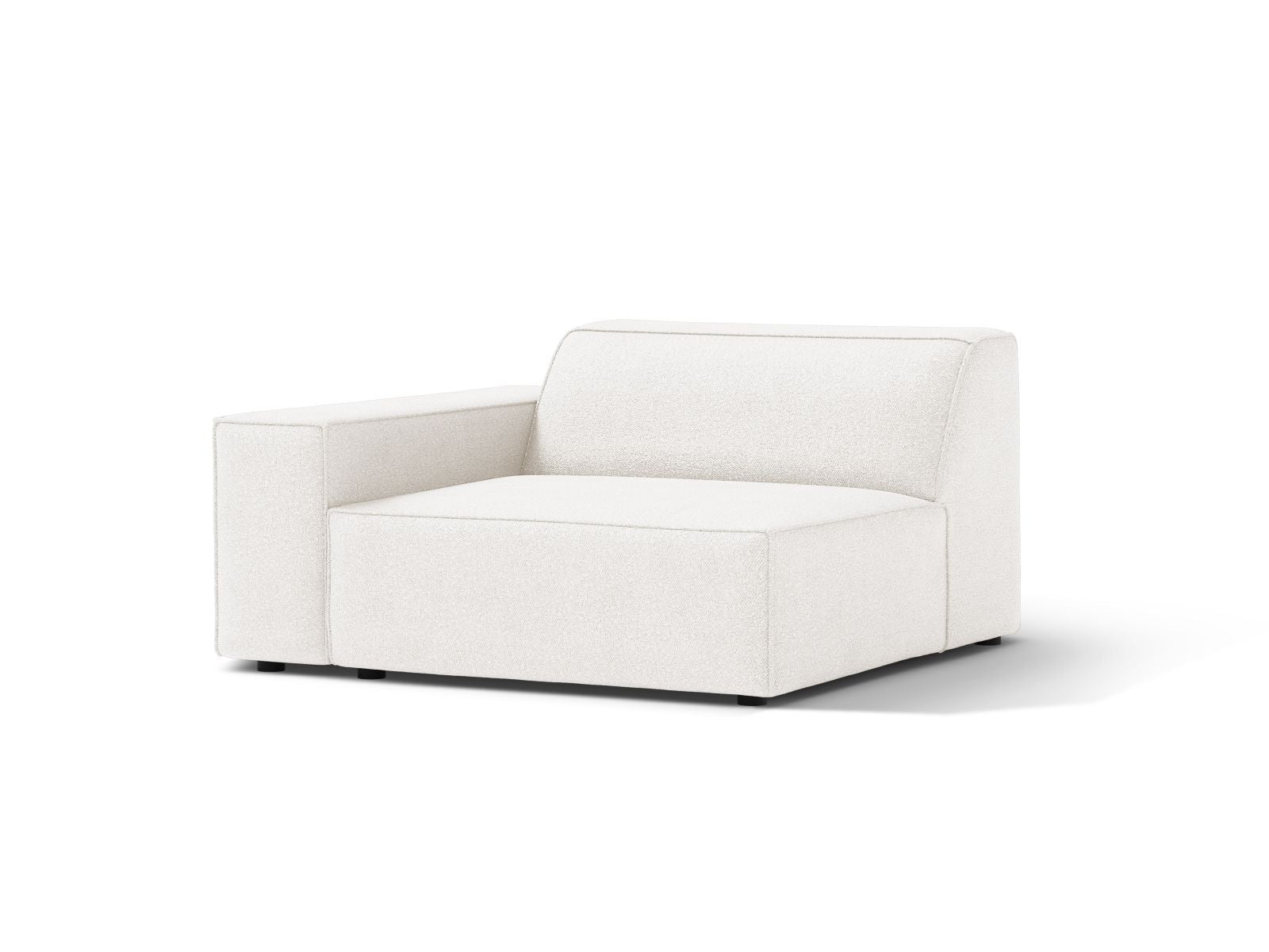 Elegantes 1-Sitzer Modul links Jodie in stilvollem Weiß, ideal für individuelle Sofa-Kombinationen im modernen Wohnraum.