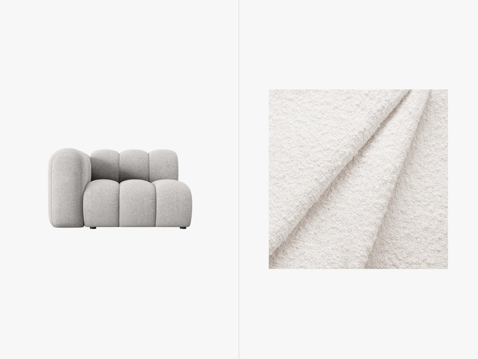 Lupine Boucle Modul links 1 Sitzer in White präsentiert im Onlineshop von KAQTU Design AG. Modulares Sofa ist von Micadoni