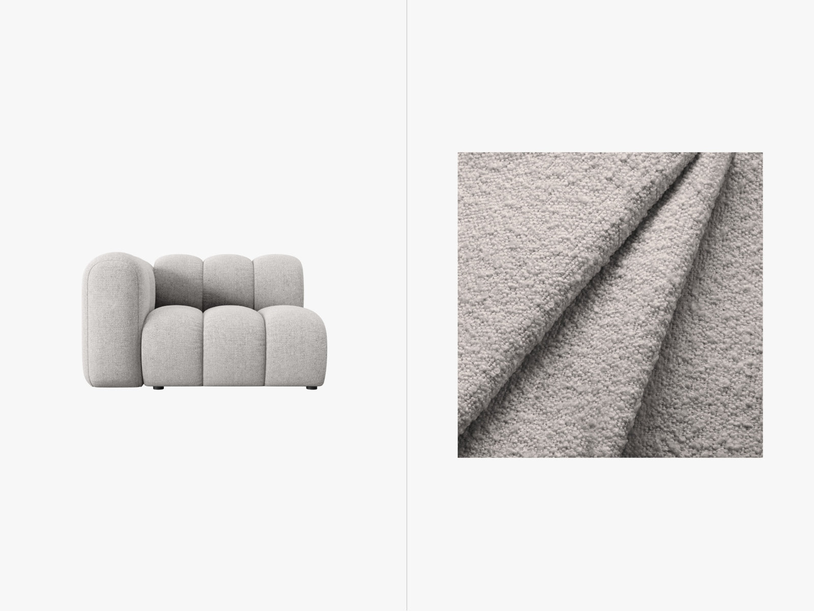 Lupine Boucle Modul links 1 Sitzer in Light Grey präsentiert im Onlineshop von KAQTU Design AG. Modulares Sofa ist von Micadoni