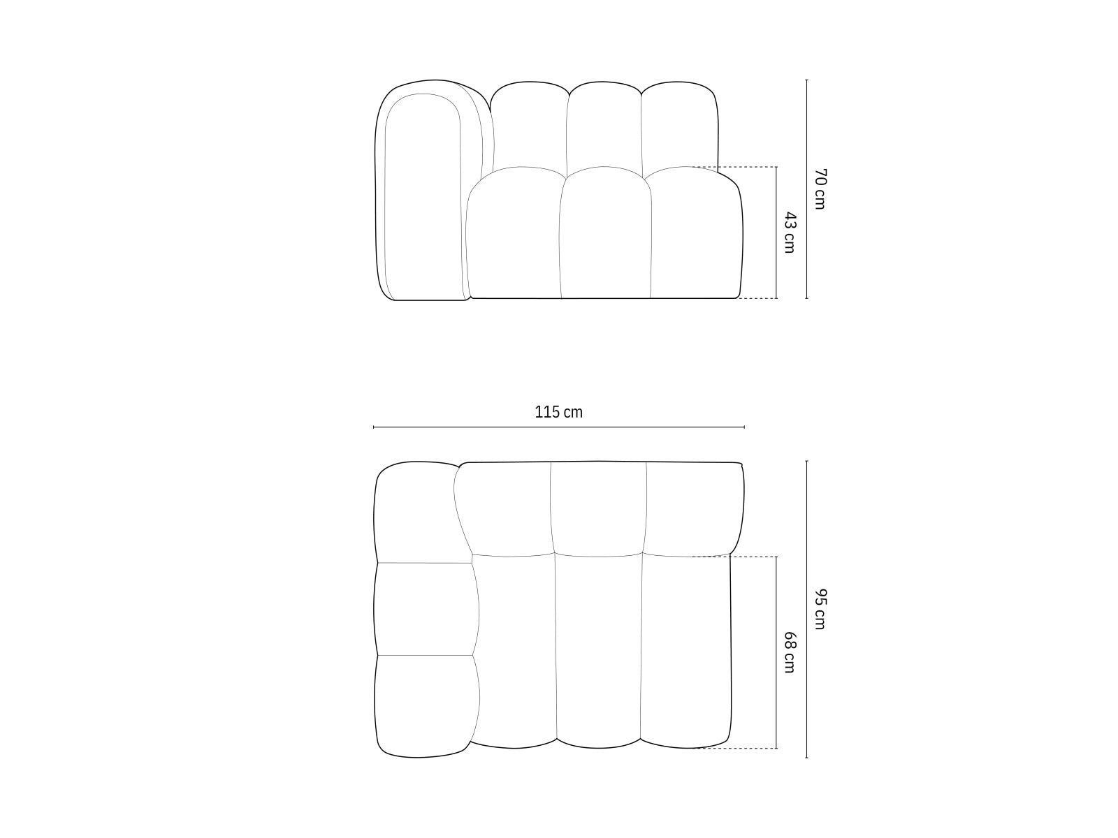 Lupine Boucle Modul links für 1 Sitzer in hellem Grau, Teil des modularen Sofas von Micadoni, stilvoll und modern gestaltet.