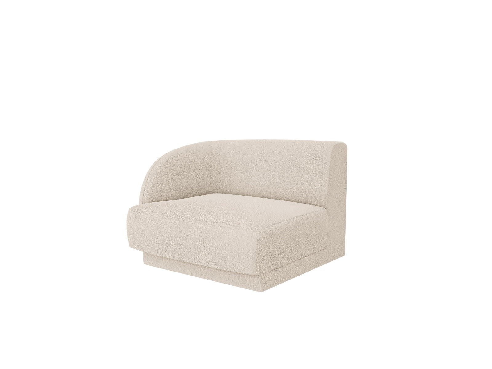Beige Miley Boucle Modul links 1 Sitzer von Micadoni, stilvolles modulares Sofa für modernes Wohnen, elegant und komfortabel.