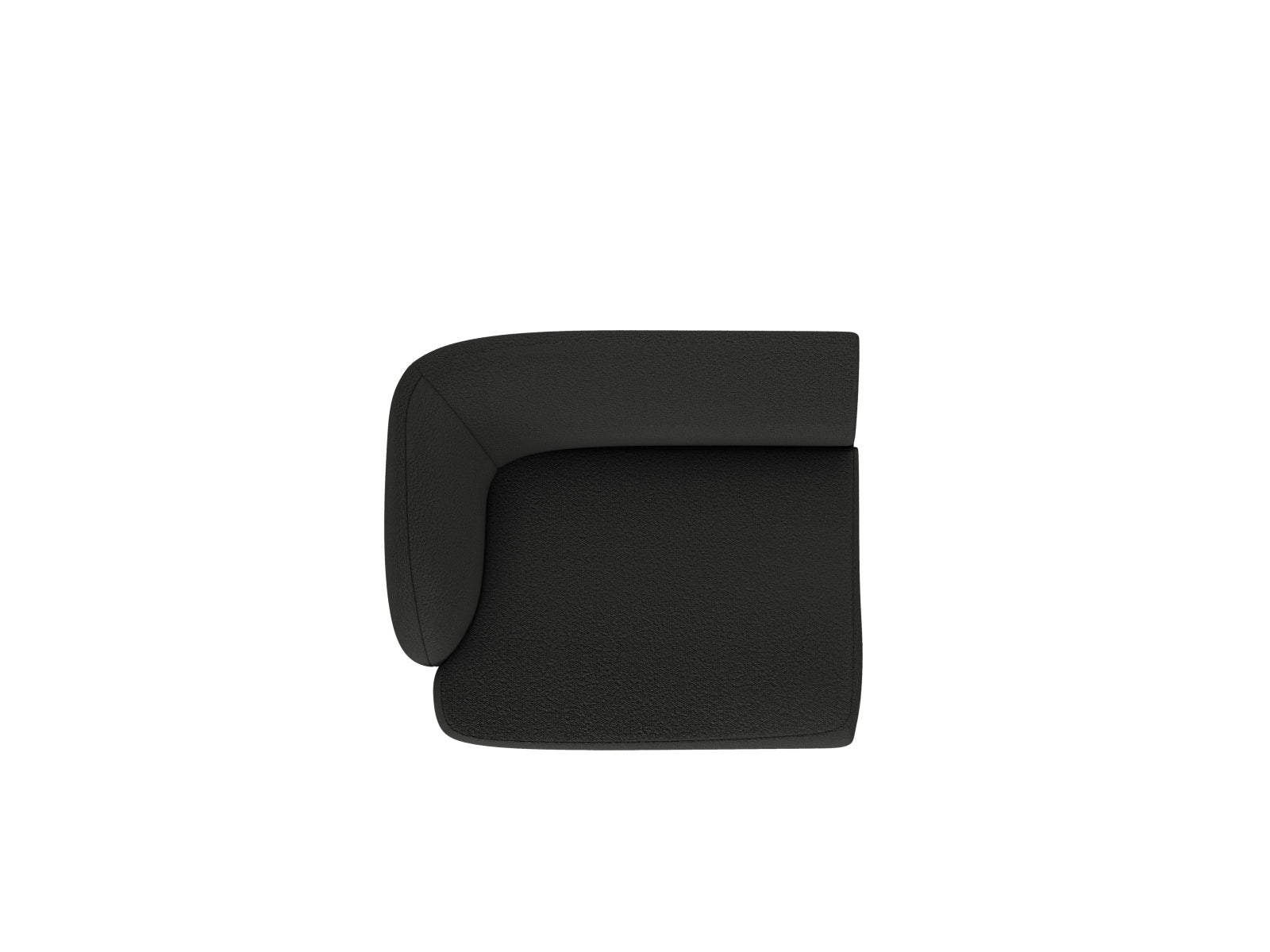 Stylisches Miley Boucle Modul links 1 Sitzer in edlem Schwarz, perfekt für kreative Raumgestaltungen und modernes Interieur.