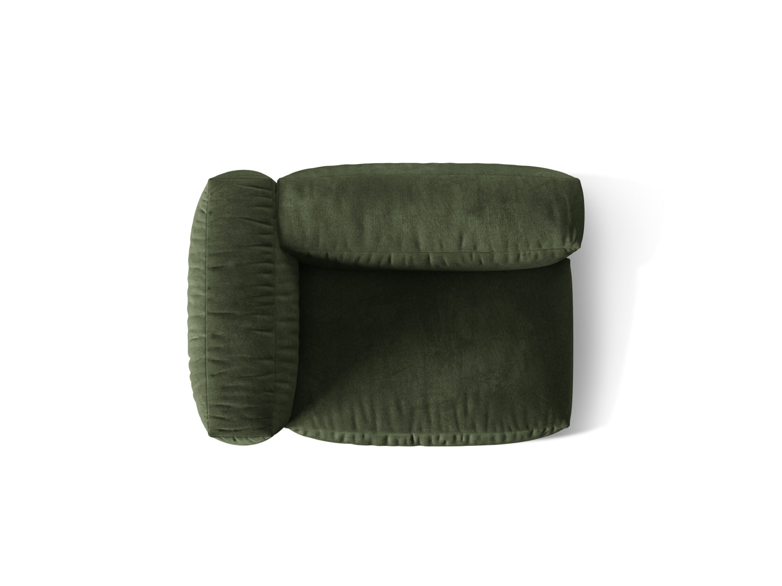 Stylischer linker 1-Sitzer Martina Modul in Green-Vogue, perfekt für kreative Raumgestaltungen und gemütliche Wohnatmosphäre.