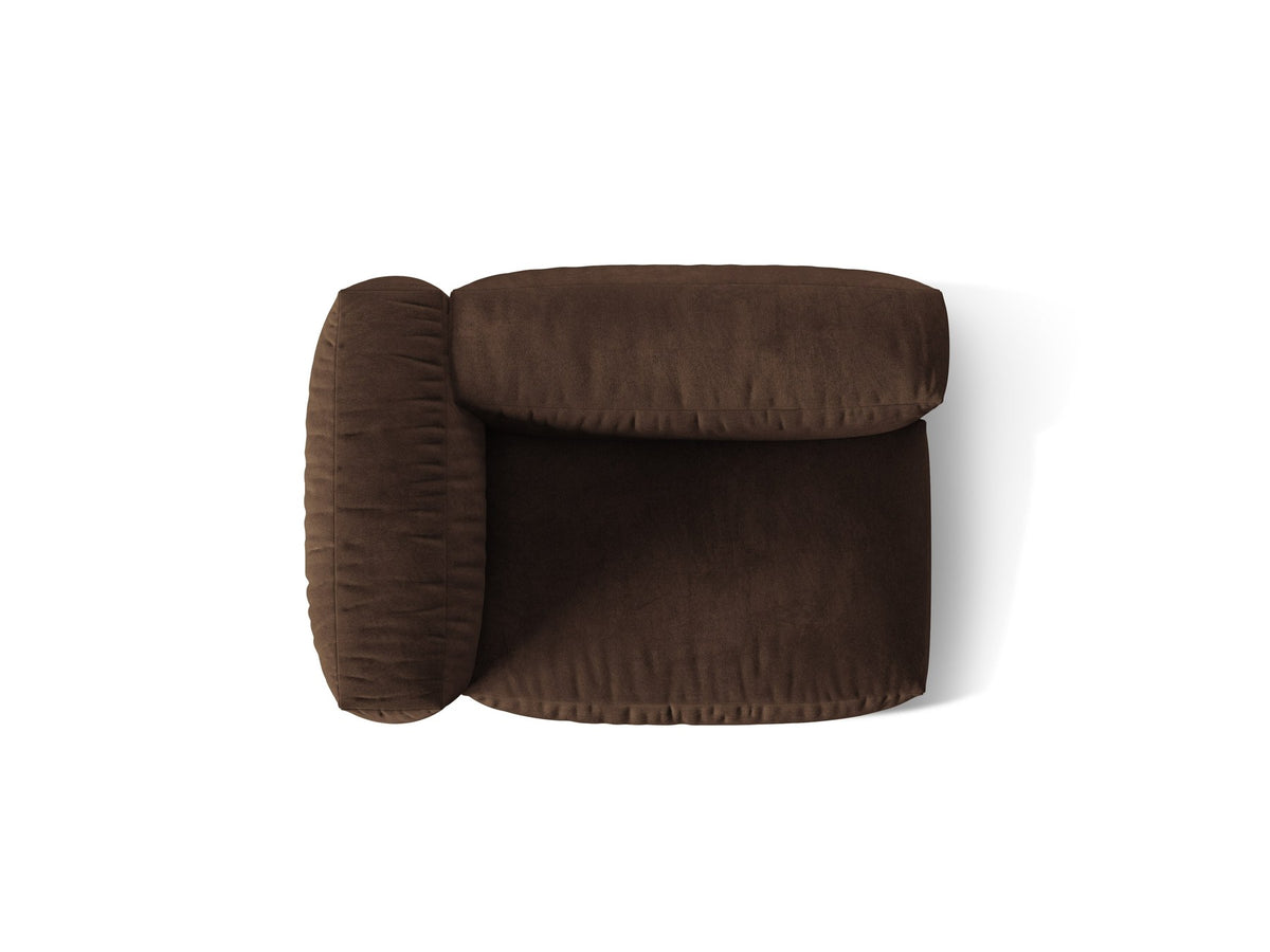 Foto des Martina Breiter Einzelsitzes von Micadoni: modulares Sofa-Element in Schokolade mit schwarzen Kunststoffbeinen und Polyester-Bezug.