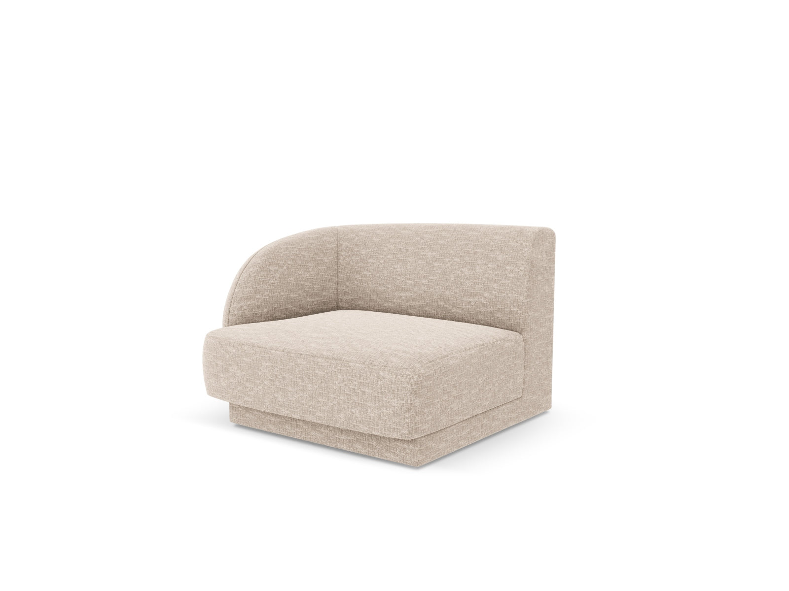 Beige 1-Sitzer-Modul von Micadoni, linksseitig, Teil des modularen Sofas Miley, stilvolles Design für modernes Wohnen.