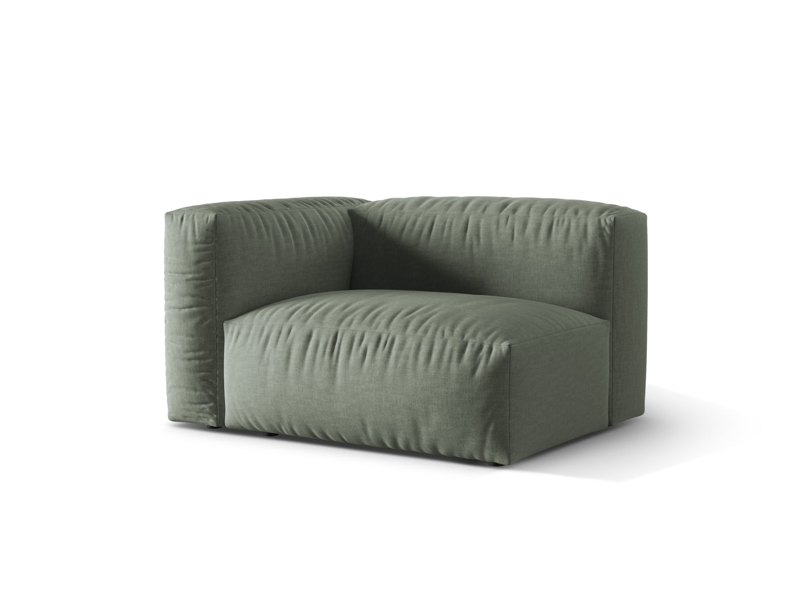 Eleganter 1-Sitzer Martina Modul links in Moosgrün, Teil des modularen Sofas von Micadoni, ideal für stilvolle Wohnräume.