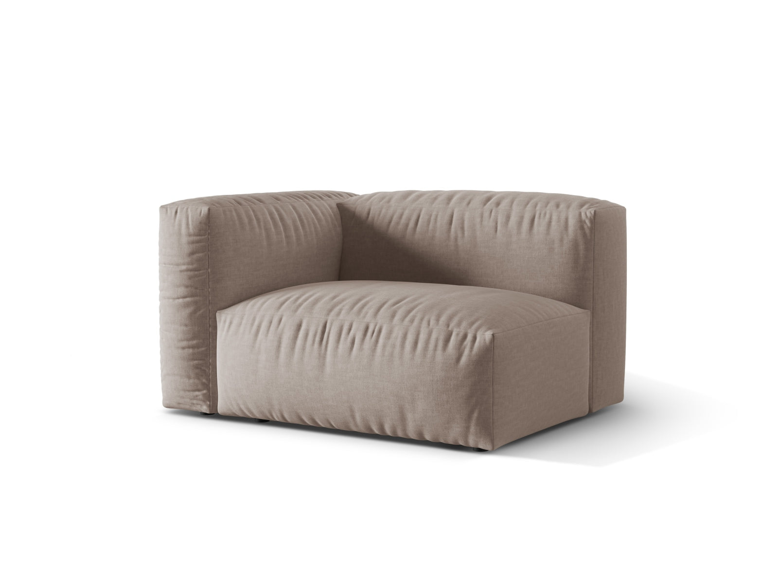 Eleganter 1-Sitzer Martina Modul links in stilvollem Dunkelbeige, ideal für individuelles Wohndesign und Komfort. Perfekt für moderne Wohnräume.