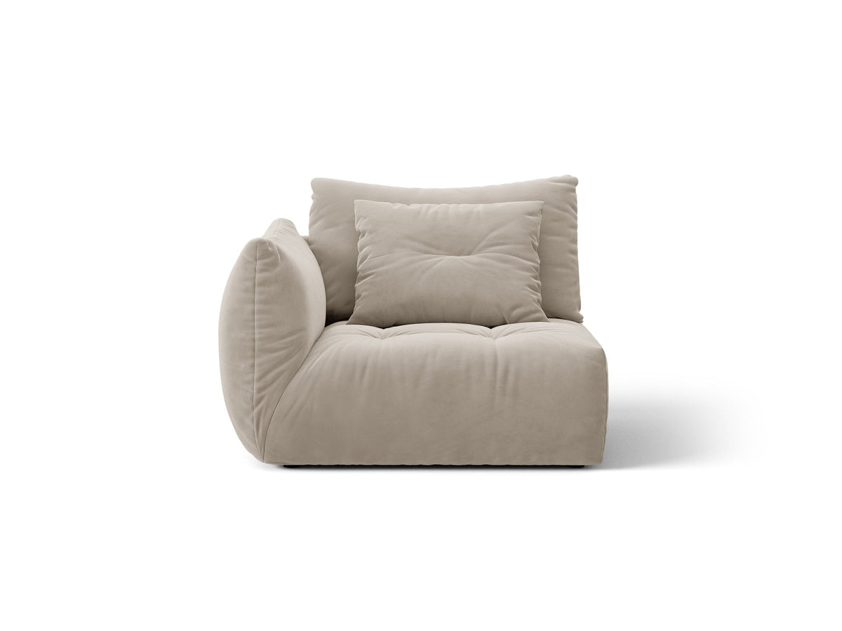 Modulares Sofa Bloom Modul von Micadoni in Leichtes beige, Bezug aus Casino Pearl Velours-Stoff, mit schwarzen Kunststoffbeinen.