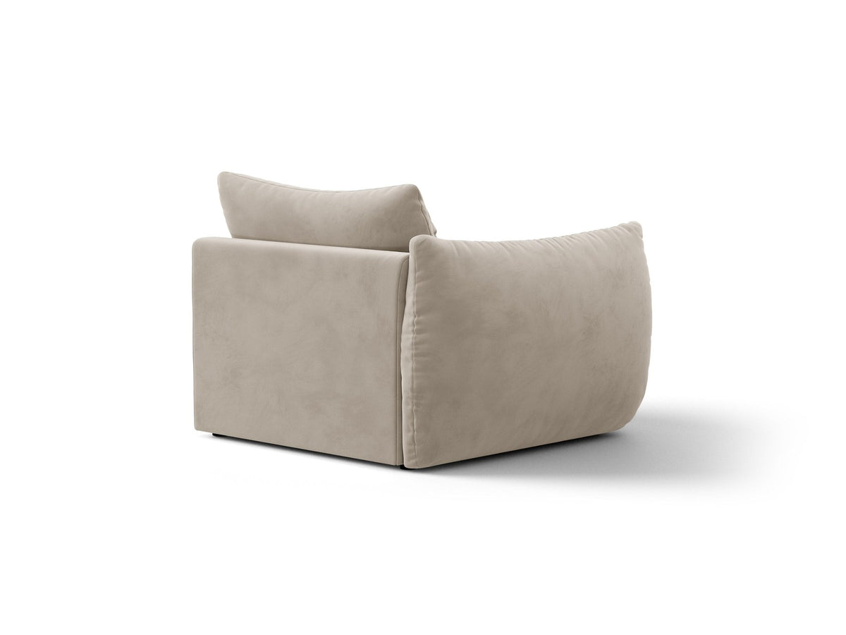 Modulares Sofa Bloom Modul von Micadoni in Leichtes beige, Bezug aus Casino Pearl Velours-Stoff, mit schwarzen Kunststoffbeinen.