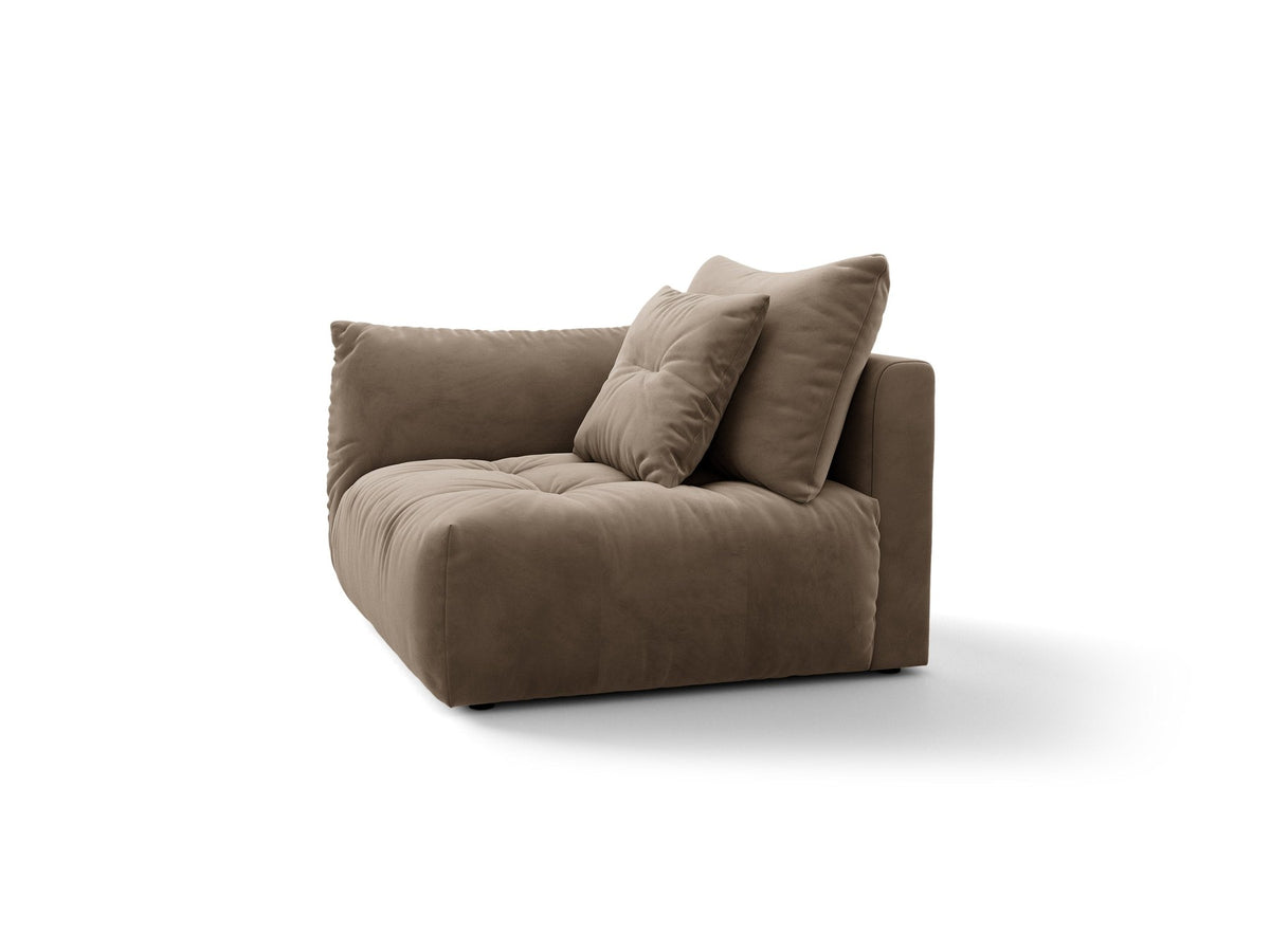 Modulares Sofa Bloom Modul von Micadoni in Leichtes beige, Bezug aus Casino Pearl Velours-Stoff, mit schwarzen Kunststoffbeinen.