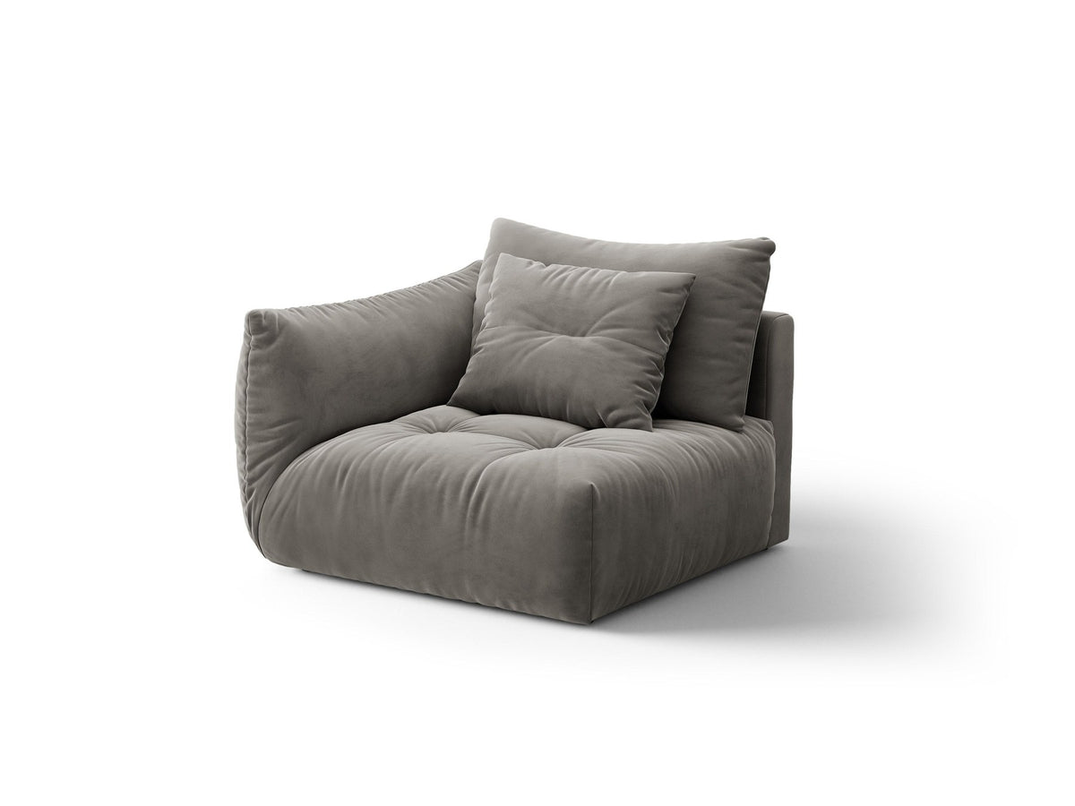 Modulares Sofa Bloom Modul von Micadoni in Leichtes beige, Bezug aus Casino Pearl Velours-Stoff, mit schwarzen Kunststoffbeinen.