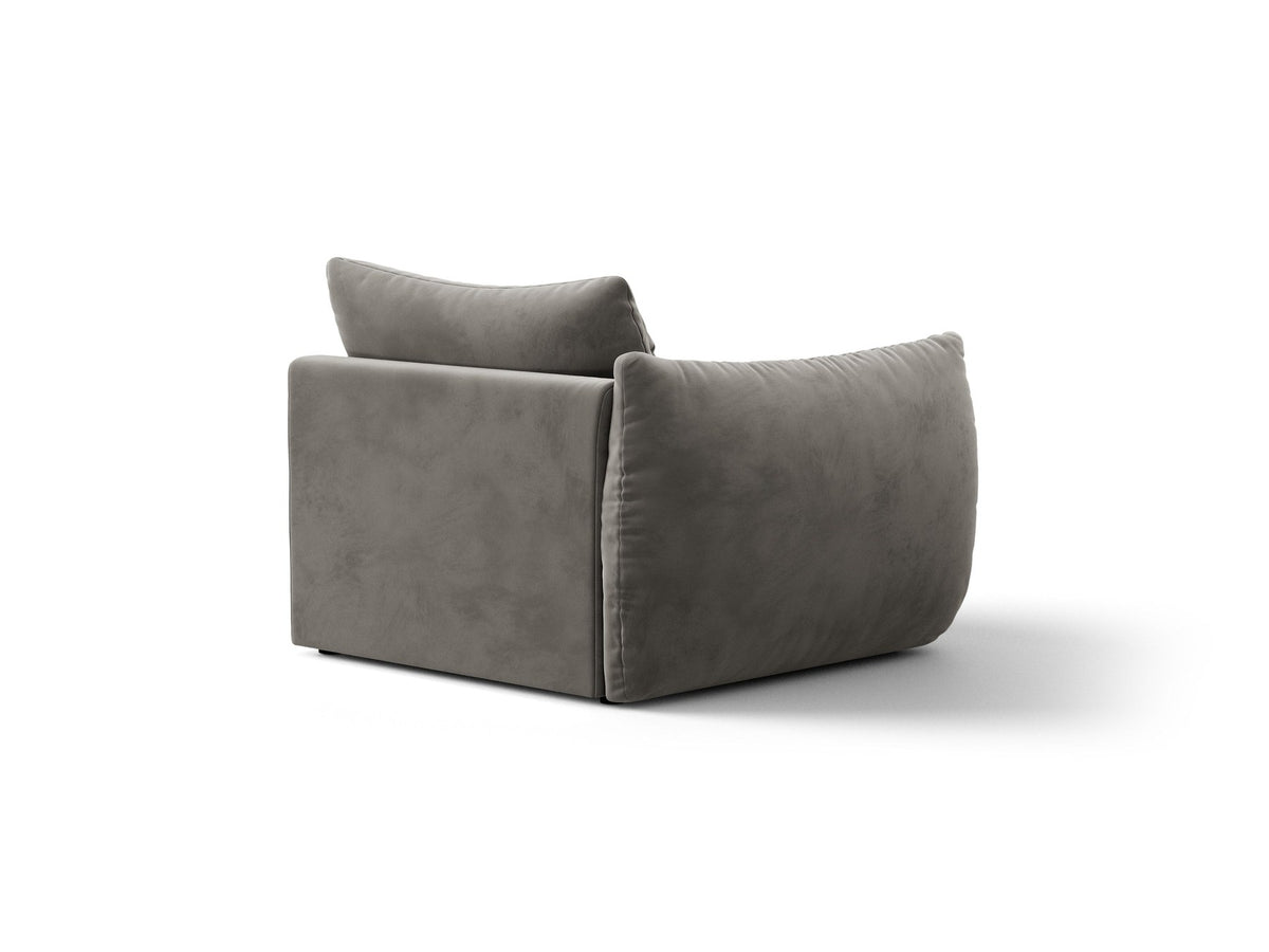 Modulares Sofa Bloom Modul von Micadoni in Leichtes beige, Bezug aus Casino Pearl Velours-Stoff, mit schwarzen Kunststoffbeinen.