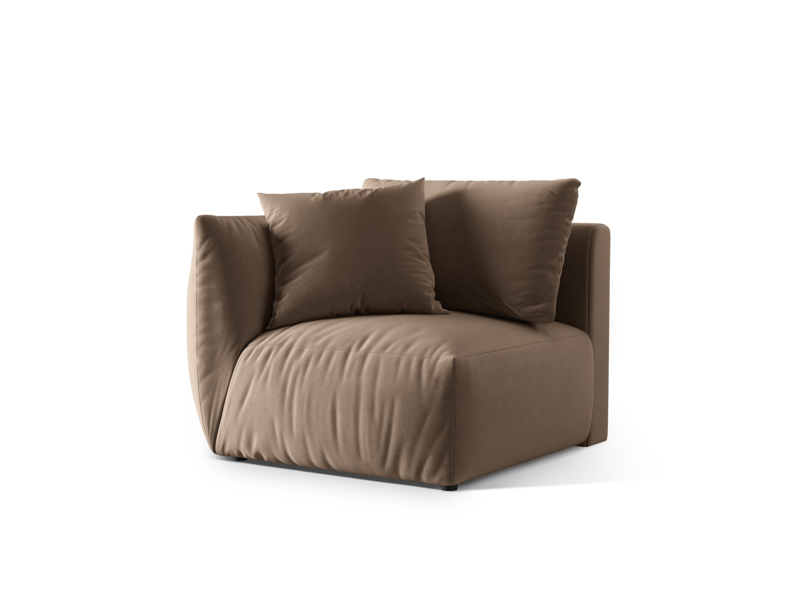Elegantes Chris Velour Modul links 1 Sitzer in sanftem Braun, ideal für stilvolle Wohnräume. Teil der vielseitigen Sofa-Kollektion von Micadoni.