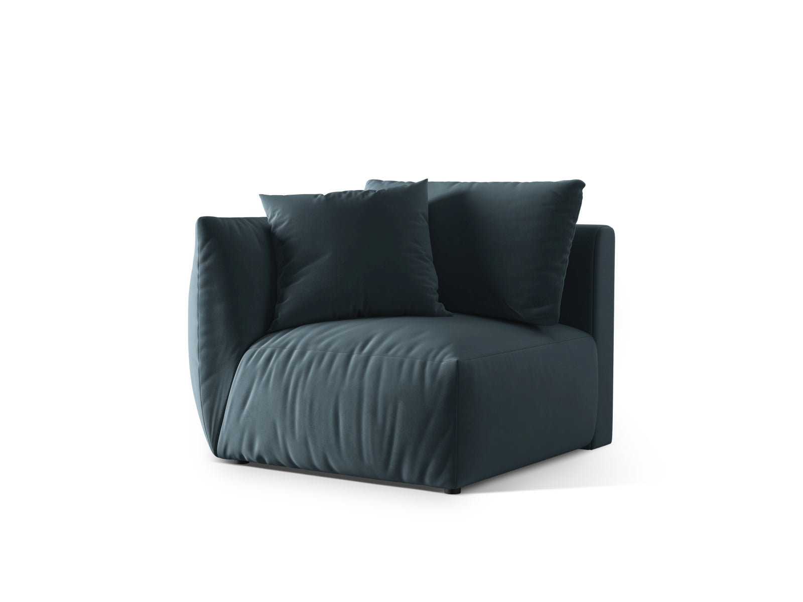 Elegantes Chris Velour Modul links 1 Sitzer in Pastellblau, Teil des modularen Sofas von Micadoni, ideal für stilvolle Wohnräume.