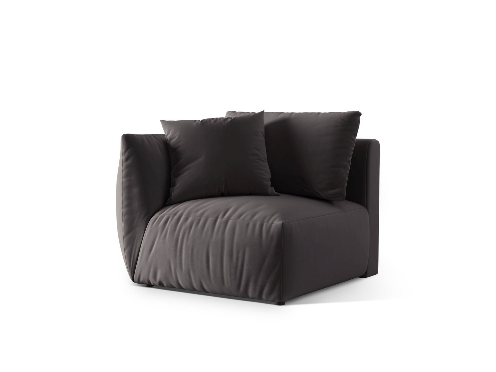 Elegantes Chris Velour Modul links 1 Sitzer in Dunkelgrau, ideal für stilvolle Wohnräume. Teil der modularen Sofa-Kollektion von Micadoni.