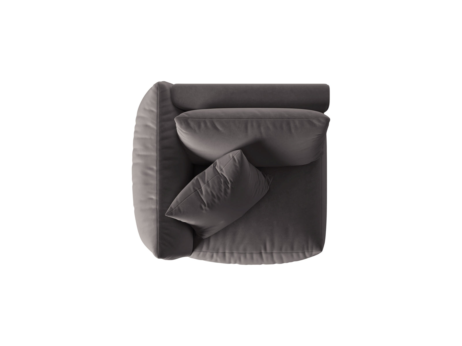Eleganter linker 1-Sitzer Chris Velour Modul in hochwertigem Dunkelgrau, ideal für stilvolle und flexible Wohnräume.