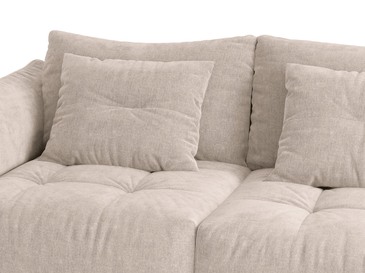 Modulares Sofa Bloom Modul von Micadoni in Leichtes beige, Bezug aus Casino Pearl Velours-Stoff, mit schwarzen Kunststoffbeinen.