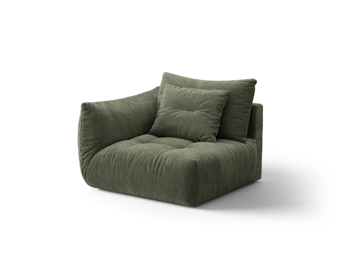 Modulares Sofa Bloom Modul von Micadoni in Leichtes beige, Bezug aus Casino Pearl Velours-Stoff, mit schwarzen Kunststoffbeinen.