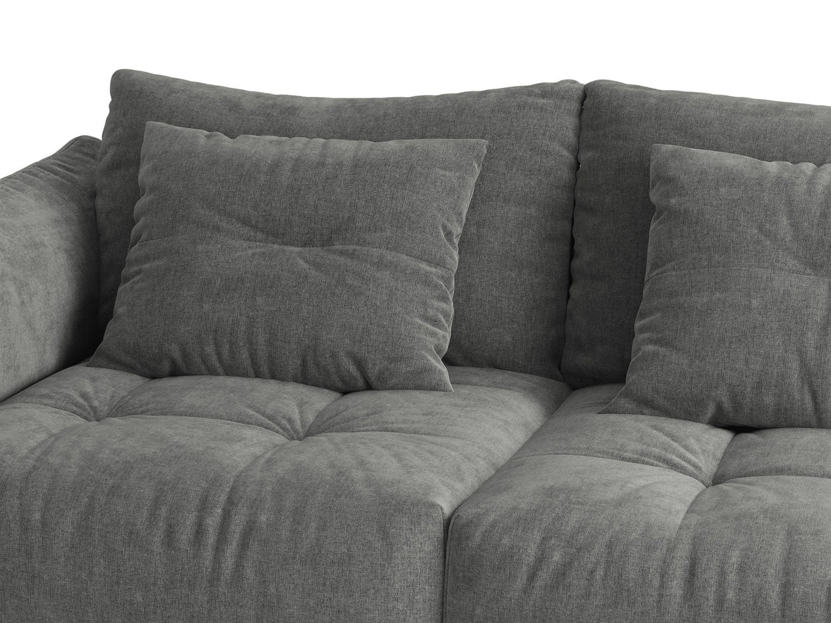 Modulares Sofa Bloom Modul von Micadoni in Leichtes beige, Bezug aus Casino Pearl Velours-Stoff, mit schwarzen Kunststoffbeinen.