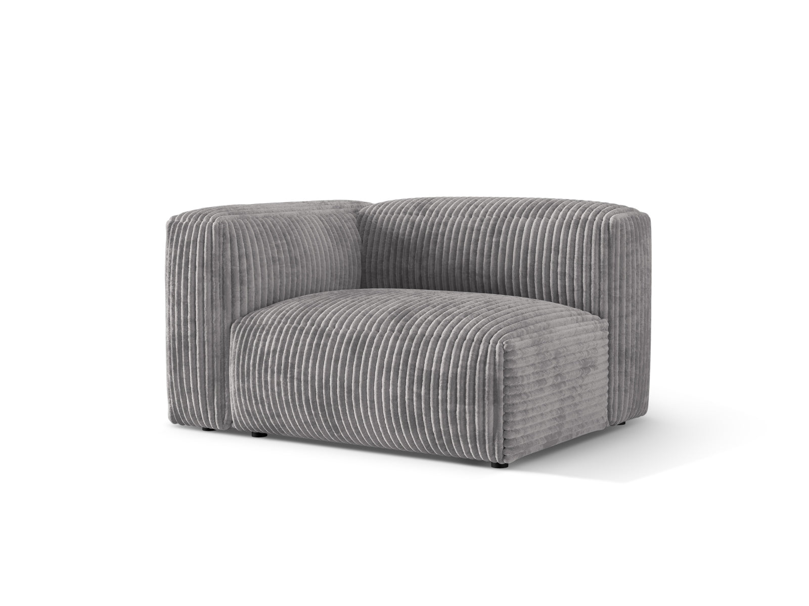 Eleganter 1-Sitzer Martina Modul links in sanftem Light Grey-Tilia, ideal für individuelles Wohndesign im modernen Wohnraum.