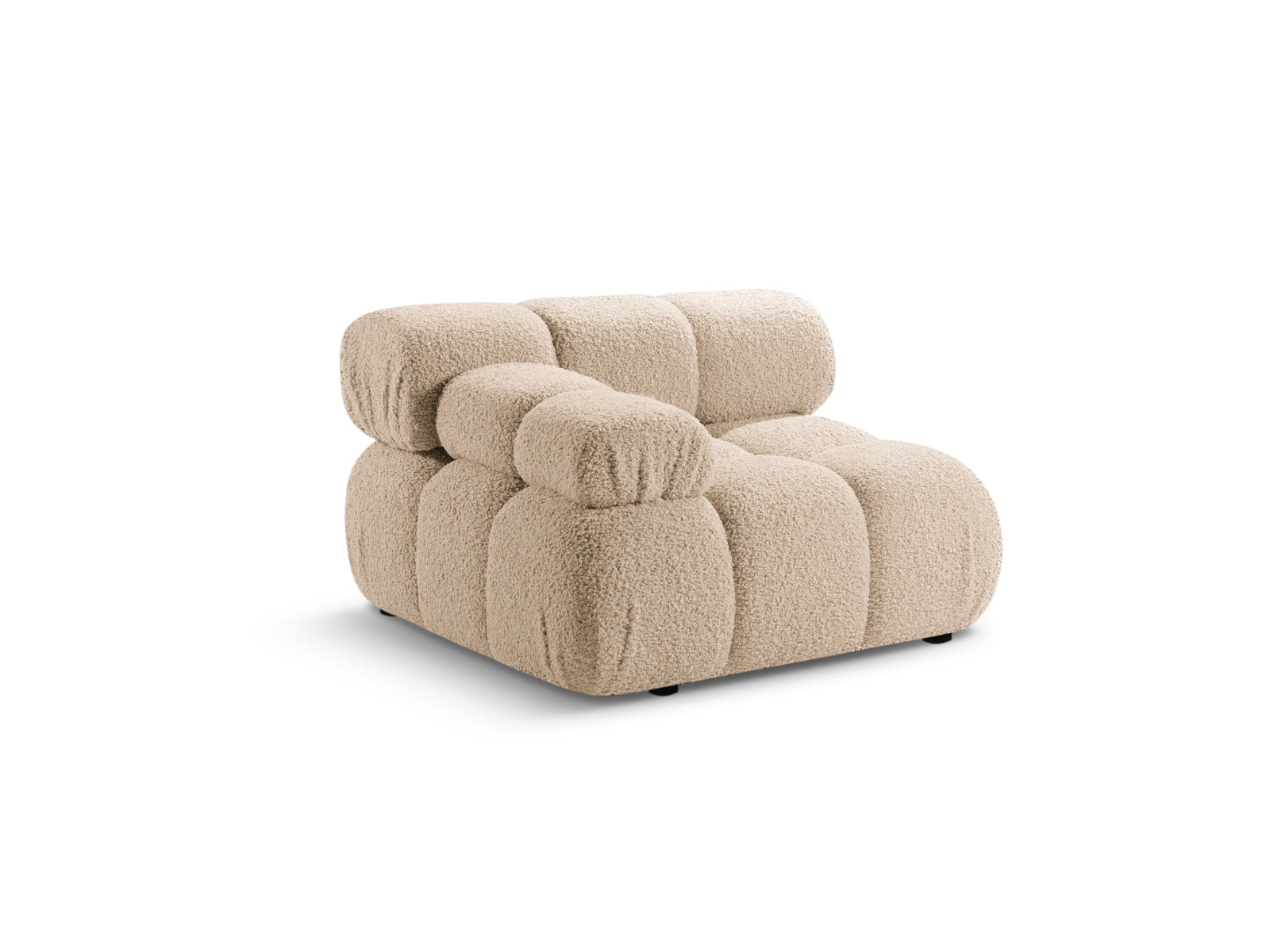 Elegantes Bellis Boucle Modul links 1 Sitzer in Sand-Rolf, Teil des modularen Sofas von Micadoni, ideal für stilvolle Wohnräume.