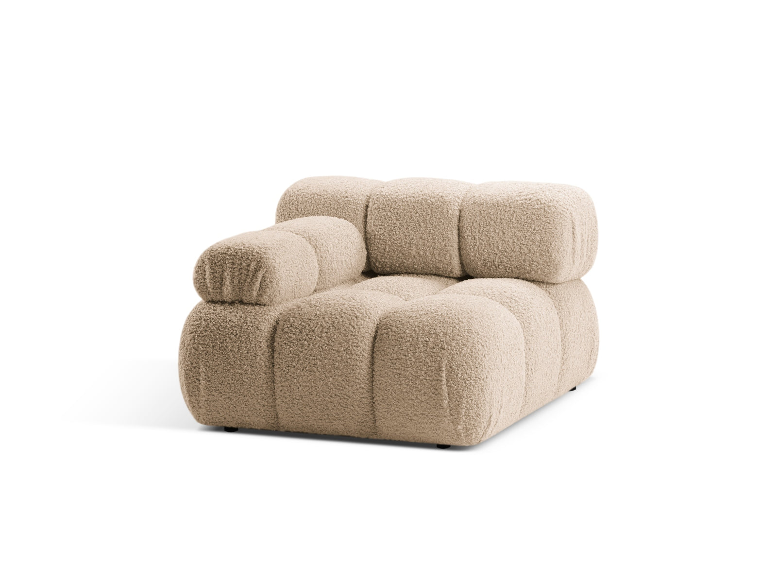 Stylisches Bellis Boucle Modul links 1 Sitzer in sanften Sandtönen, perfekt für moderne und gemütliche Wohnkonzepte von Micadoni.