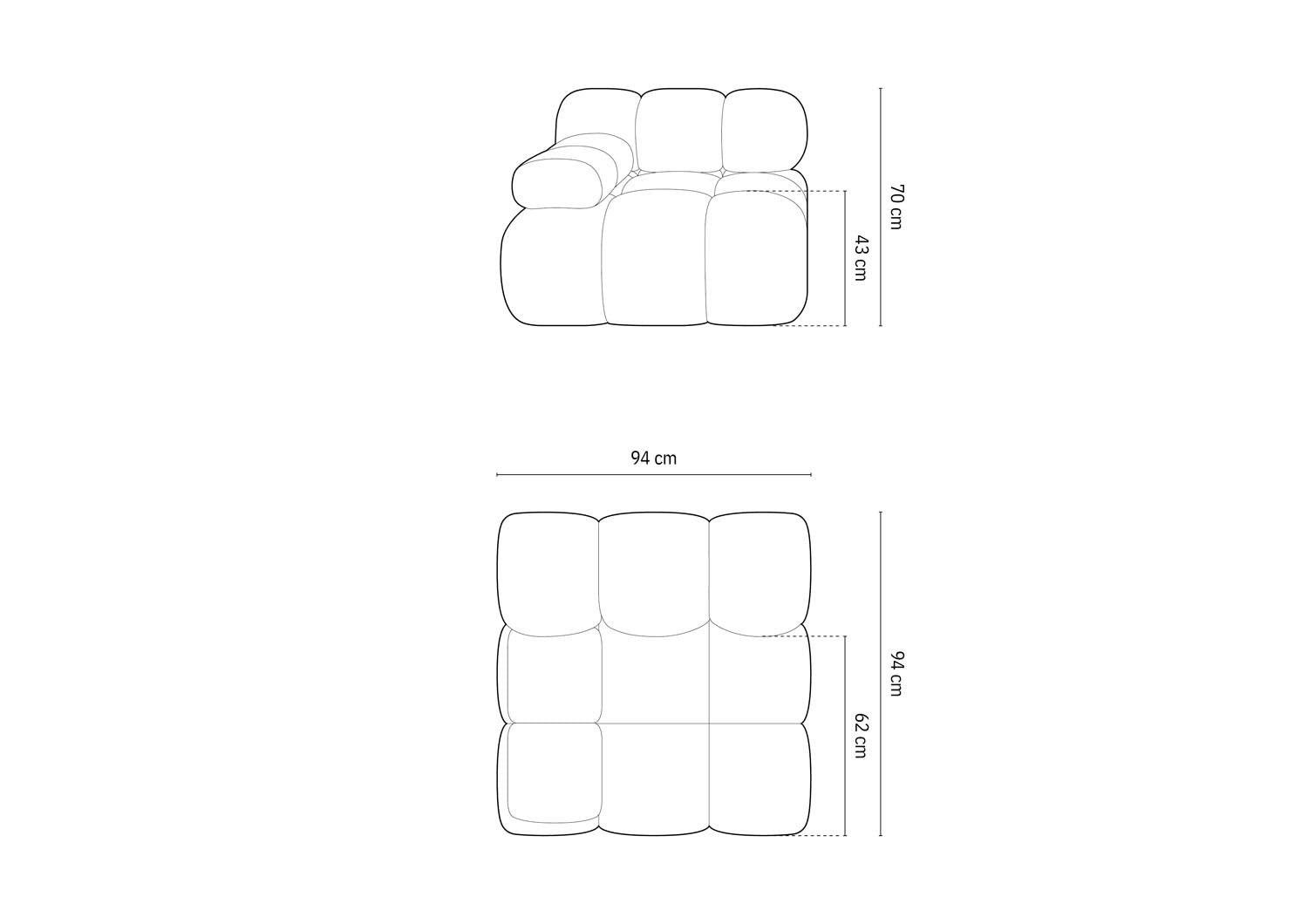 Stylisches Bellis Boucle Modul links 1 Sitzer in sanftem Grau, perfekt für kreative Sofa-Kombinationen von Micadoni, erhältlich bei KAQTU.