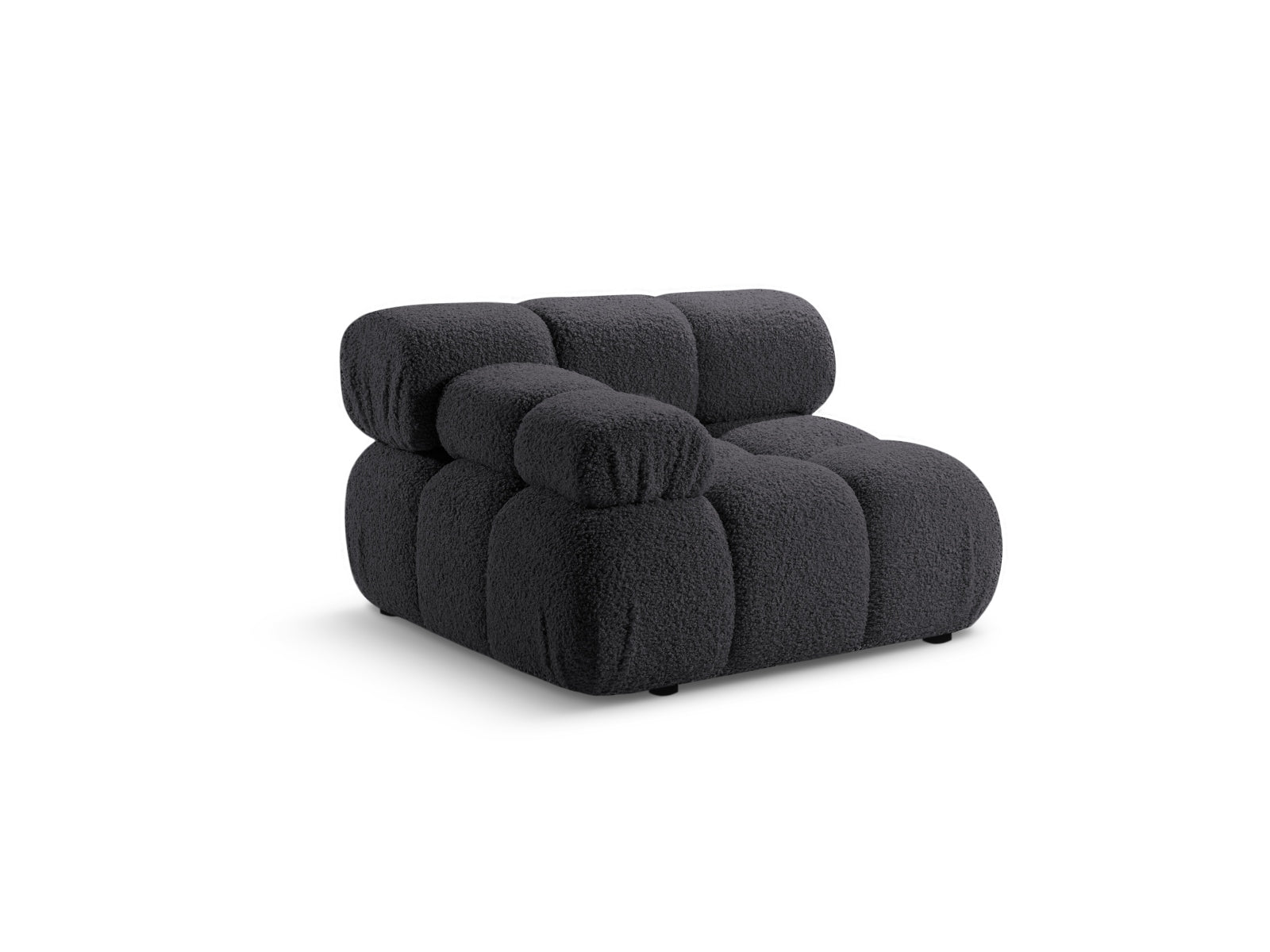 Elegantes Bellis Boucle Modul links 1 Sitzer in Graphit, Teil des modularen Sofas von Micadoni, ideal für stilvolle Wohnräume.