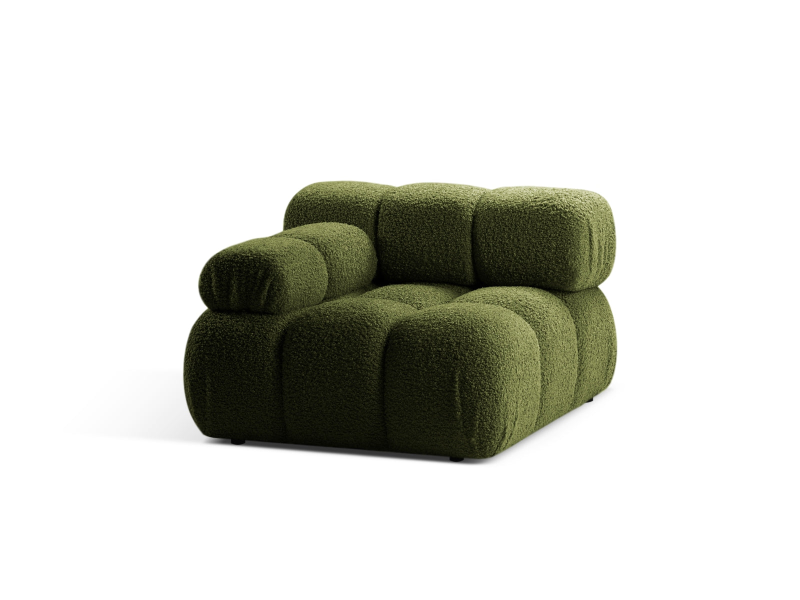 Stylisches Bellis Boucle Modul links 1 Sitzer in zartem Grün, perfekt für kreative Raumgestaltungen und moderne Wohnkonzepte.