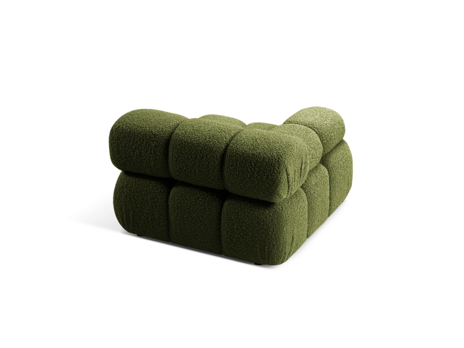 Elegantes Bellis Boucle Modul links 1 Sitzer in sanftem Grün, ideal für stilvolle und flexible Wohnräume.