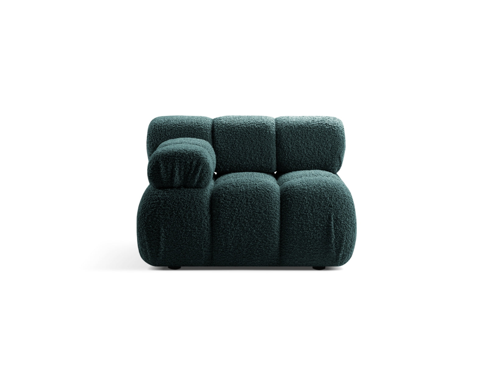 Bellis Boucle Modul links 1 Sitzer in Petrol-Rolf präsentiert im Onlineshop von KAQTU Design AG. Modulares Sofa ist von Micadoni
