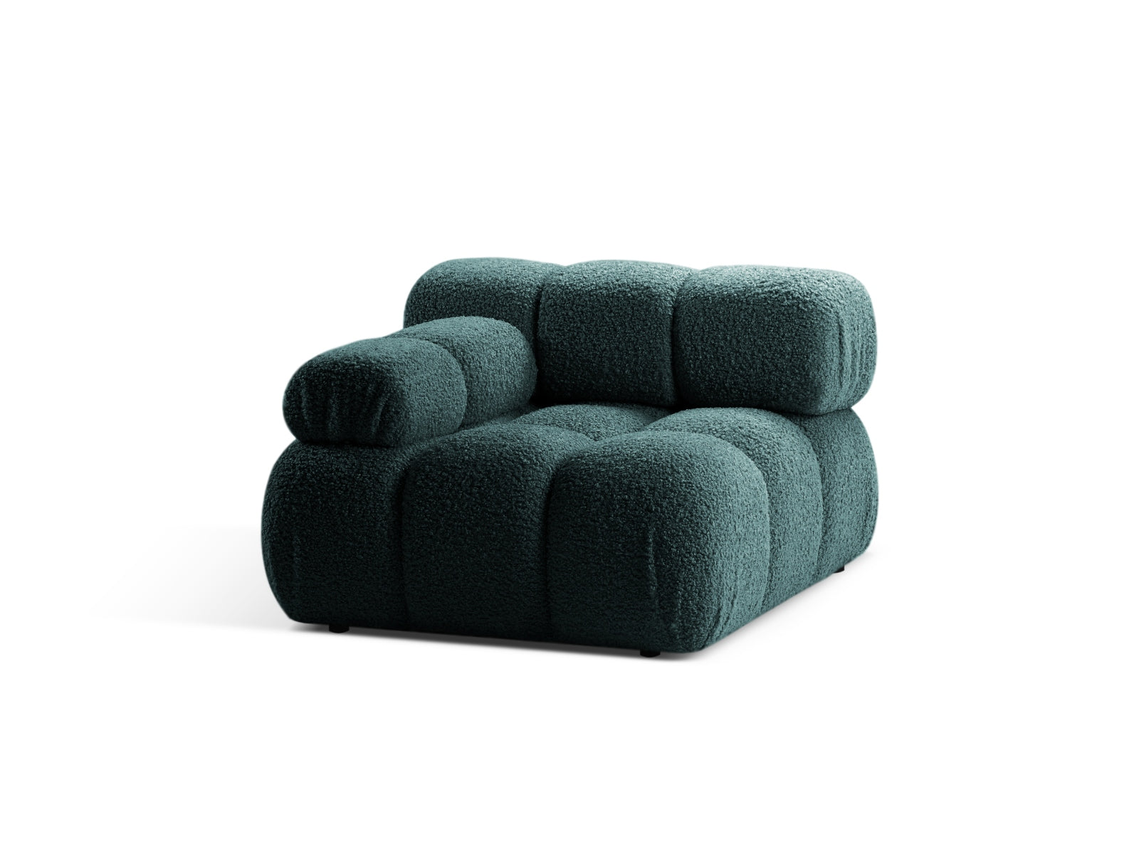Stylisches Bellis Boucle Modul links 1 Sitzer in Petrol, perfekt für kreative Raumgestaltungen und moderne Wohnkonzepte.