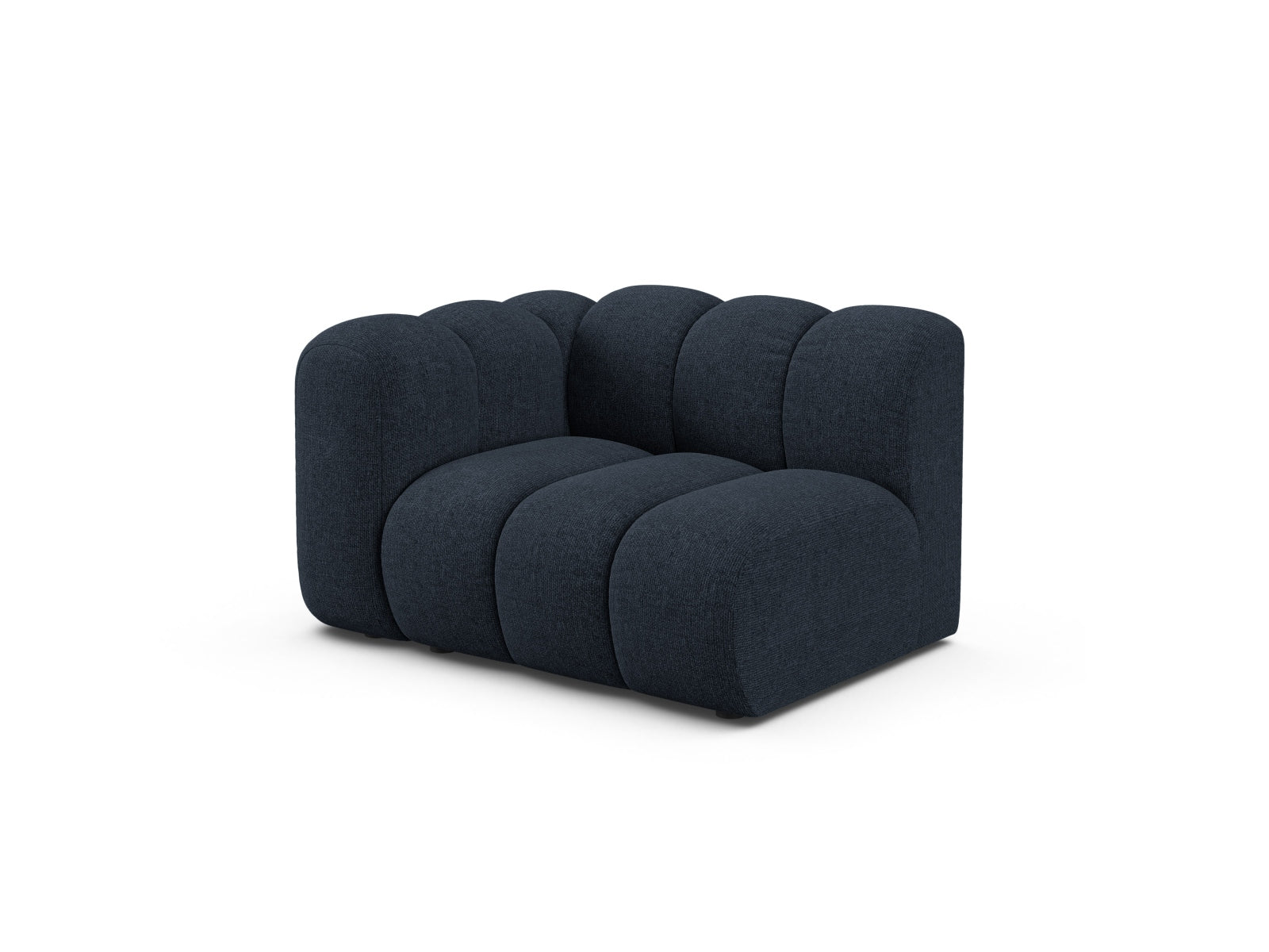 Lupine 1-Sitzer-Modul links in Navy Blue-Eden, Teil des eleganten modularen Sofas von Micadoni, stilvoll und modern.