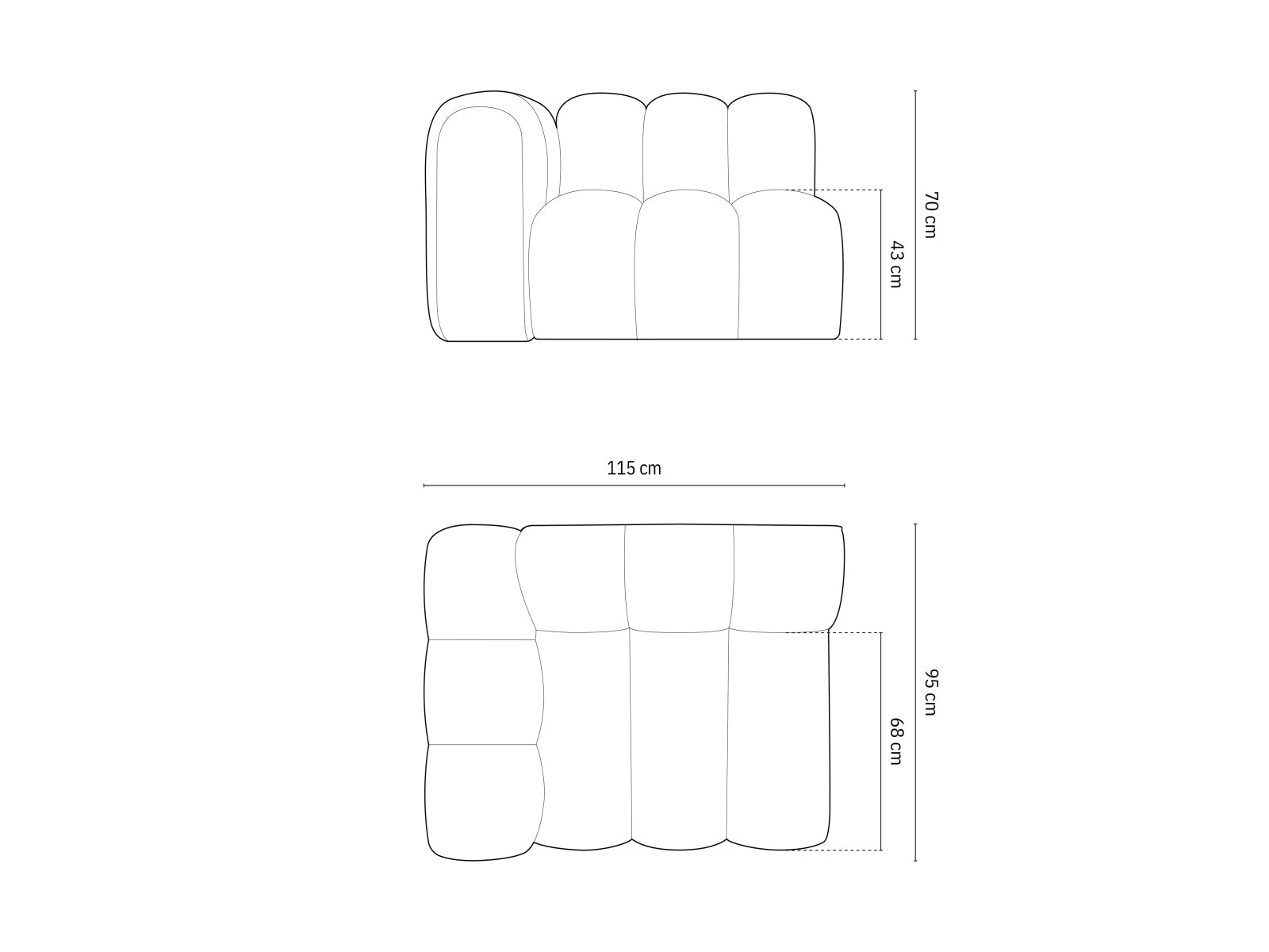 Lupine Modul links 1 Sitzer in Light Grey präsentiert im Onlineshop von KAQTU Design AG. Modulares Sofa ist von Micadoni