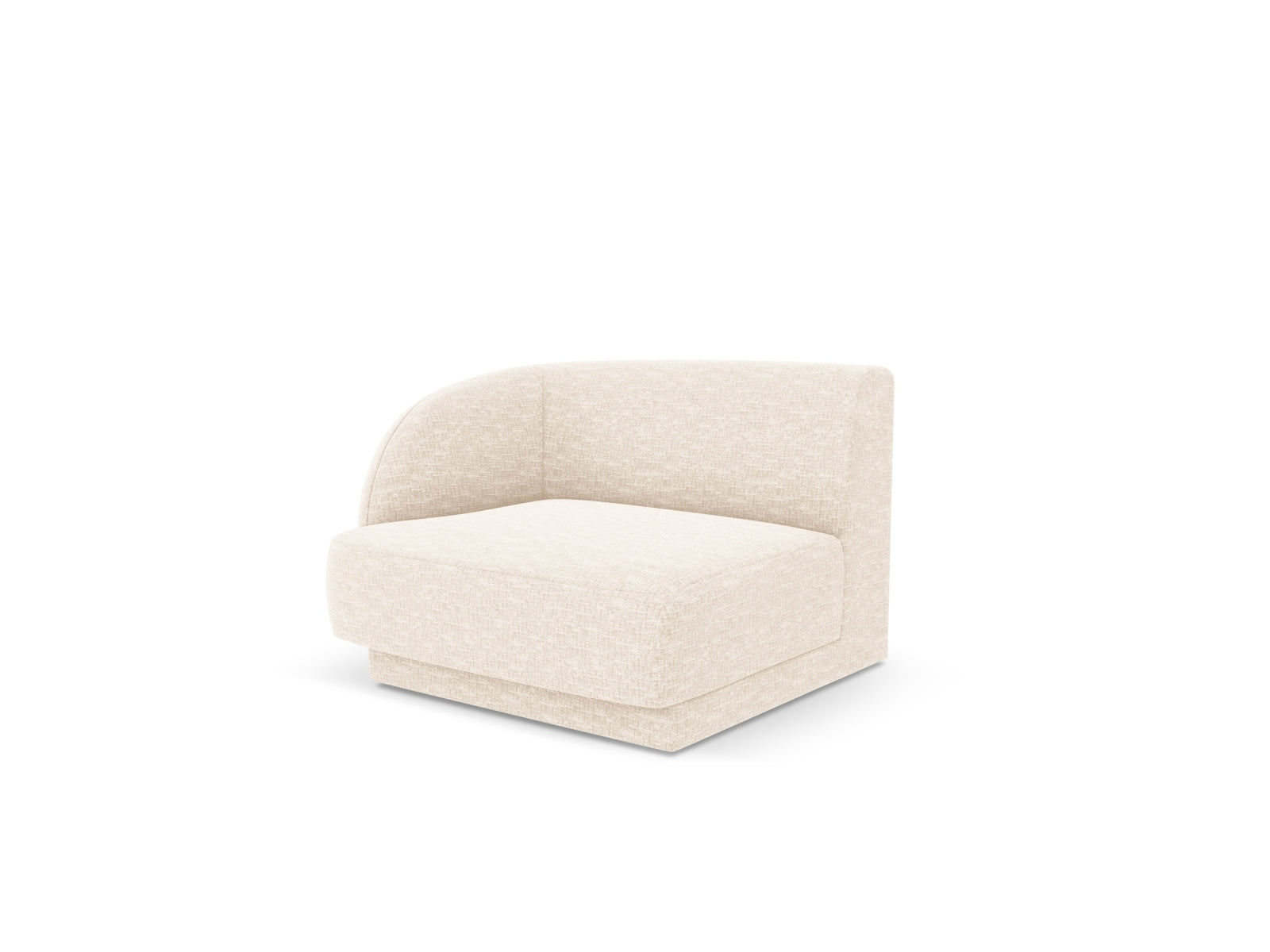 Eleganter linker 1-Sitzer Miley Modul in sanftem Ivory-Eden, ideal für individuelles Wohndesign und stilvolle Wohnräume.