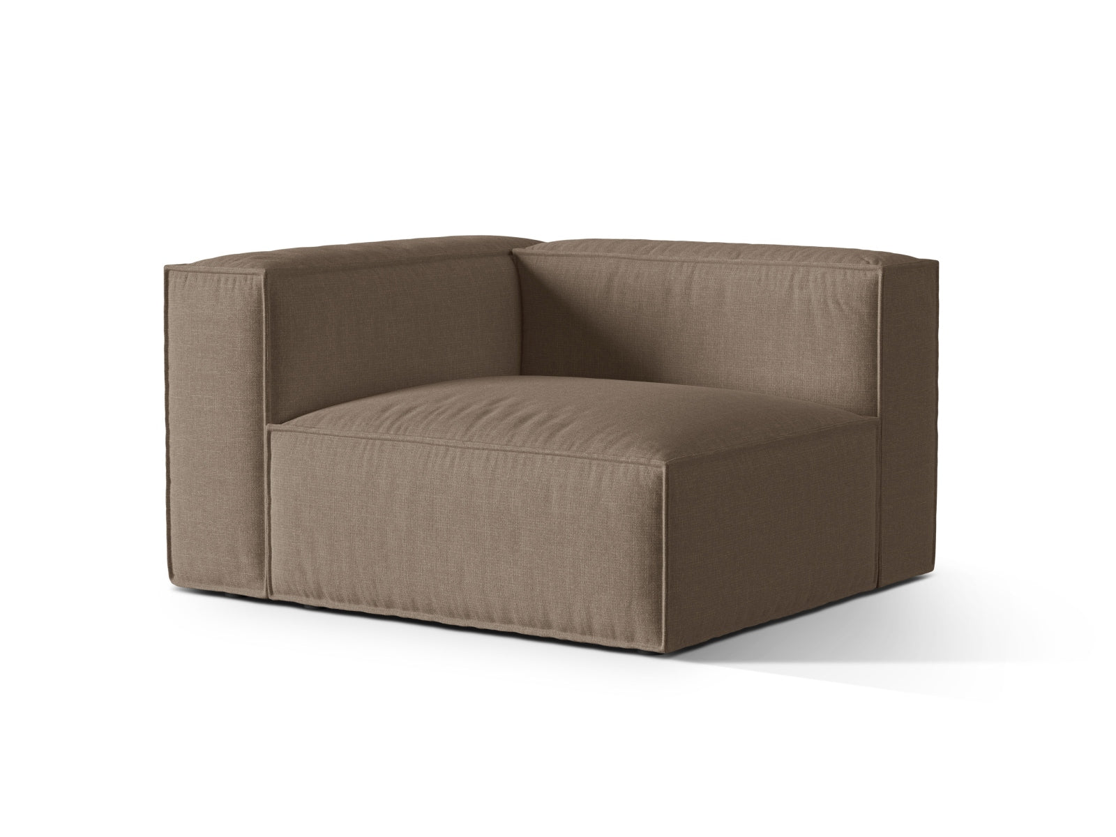 Elegantes 1-Sitzer Sofa links Nuria in Cappuccino-Liberty, ideal für moderne Wohnräume. Teil der modularen Sofaserie von Micadoni.
