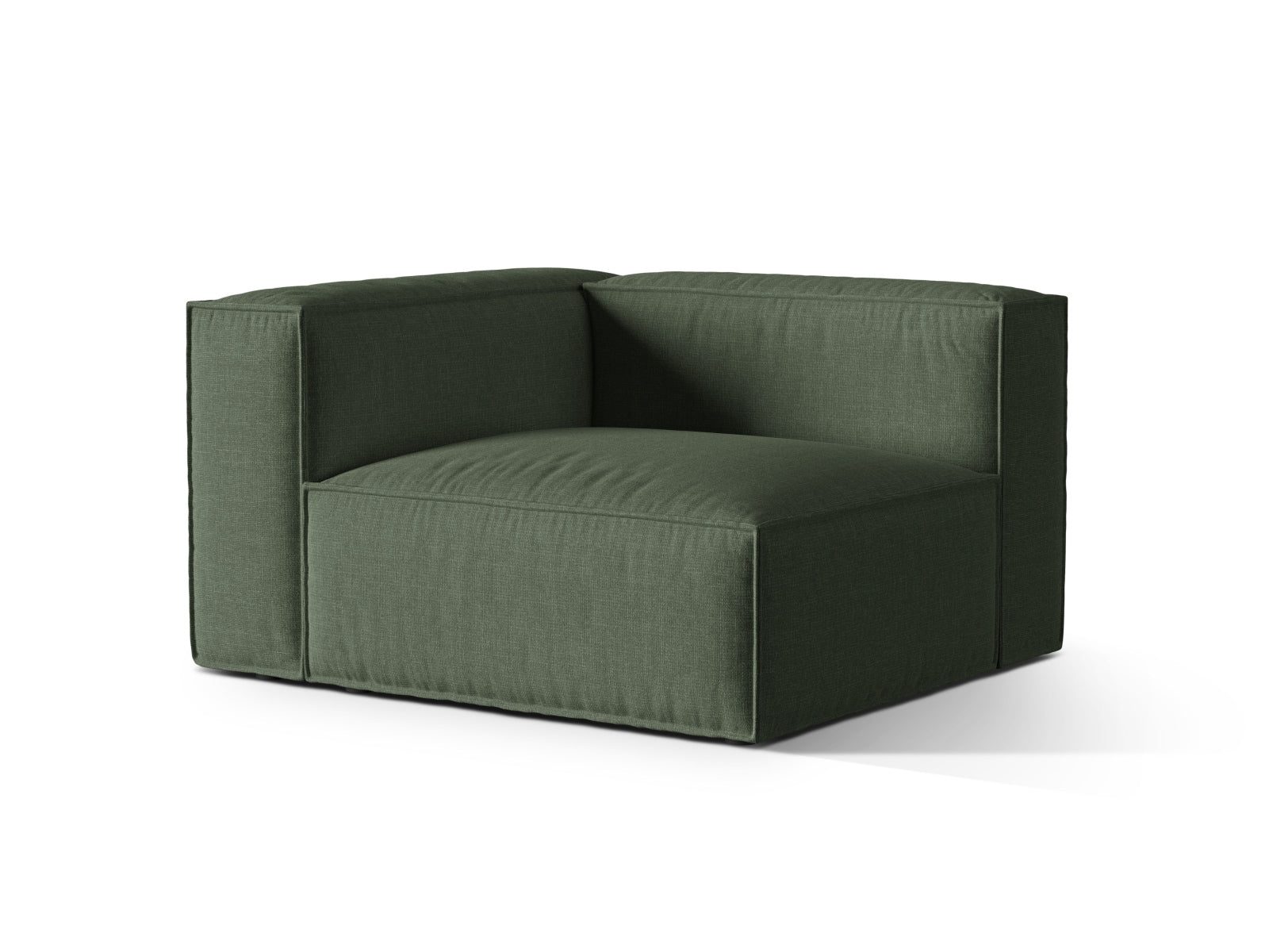Elegantes 1-Sitzer Sofa links Nuria in Moosgrün, ideal für moderne Wohnräume, vielseitig kombinierbar und stilvoll.