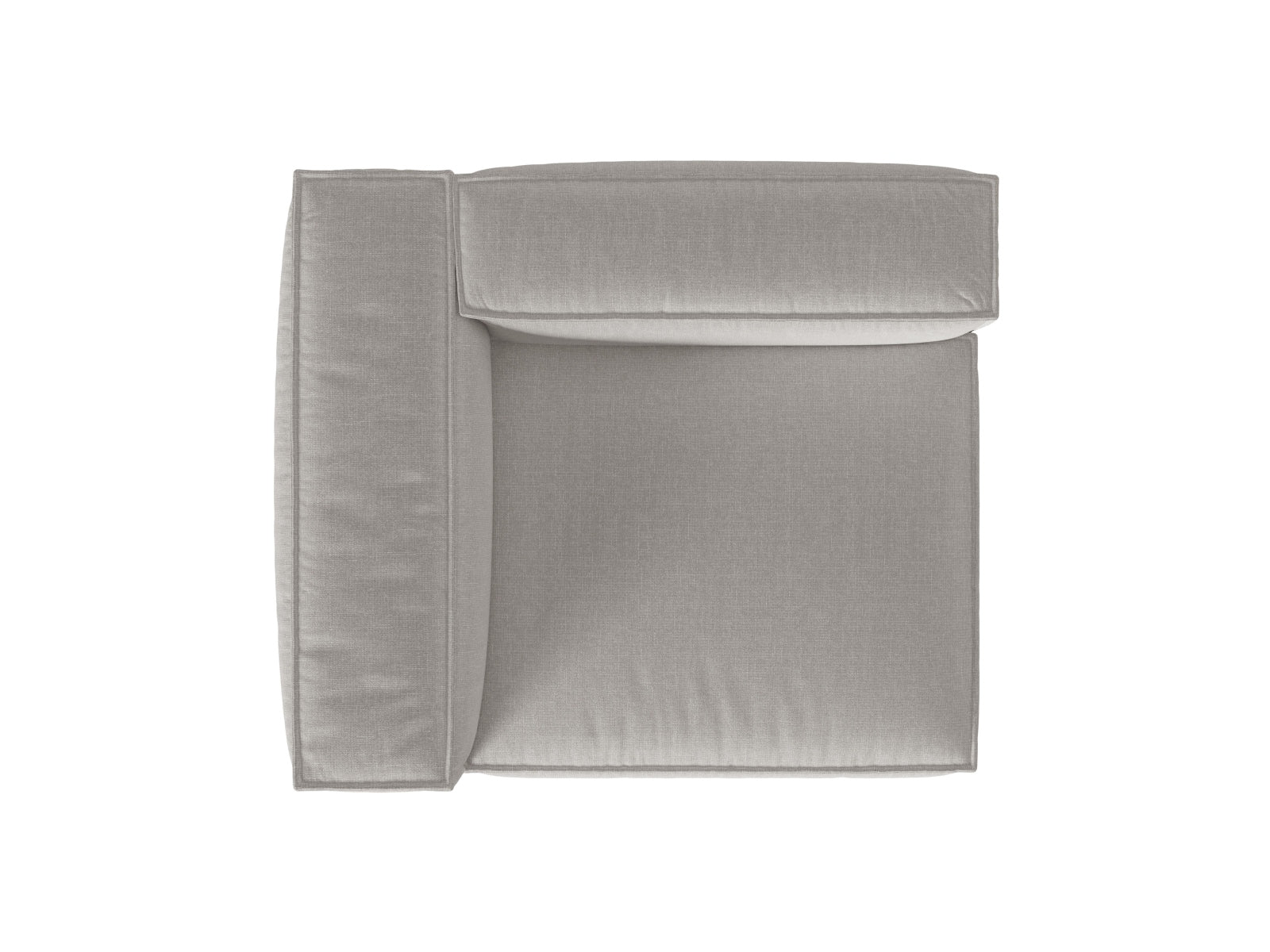 Stylisches modulares 1-Sitzer Sofa links Nuria in sanftem Grau, ideal für kreative Raumkonzepte und zeitgemäße Einrichtung.