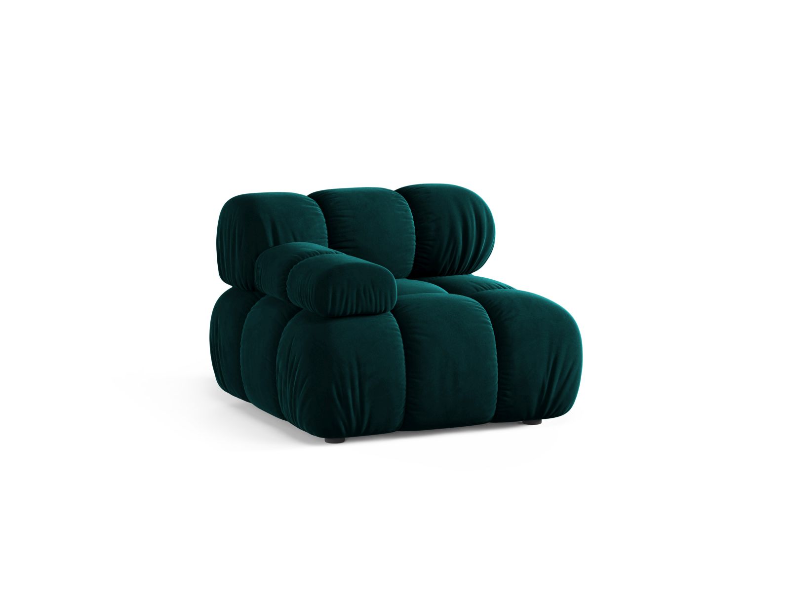 Elegantes 1-Sitzer Modul links Bellis in tiefem Petrol, ideal für individuelle Sofa-Gestaltung, erhältlich bei KAQTU Design AG.